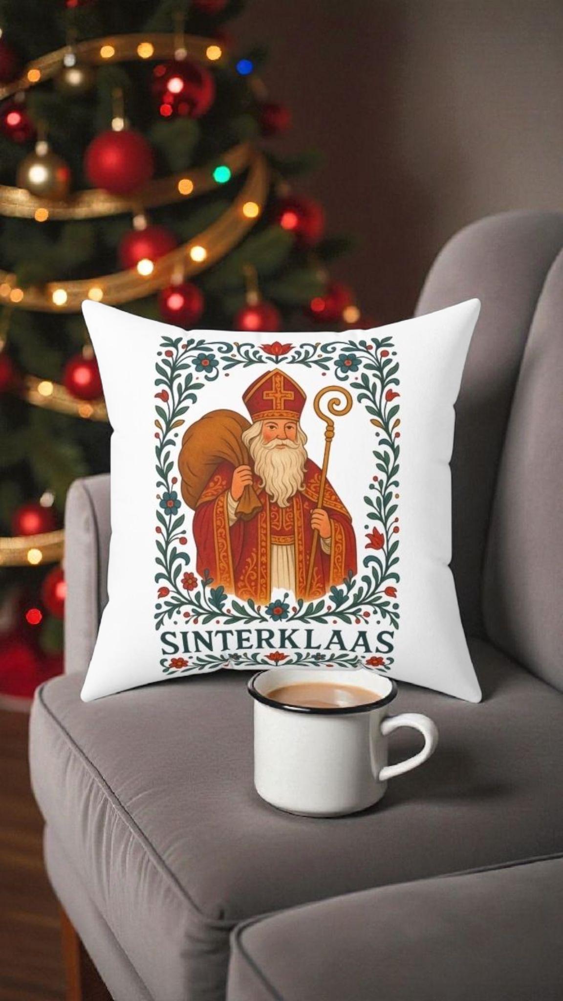 Sinterklaas Pillow, Dutch Holiday Cushion, Pakjesavond Home Decor, Saint Nicholas Throw Pillow, Cozy European Christmas Accent