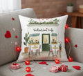 Parisian Valentine Café Pillow Cover, Romantic French Bistro Decor, Valentines Day Throw Pillow, Cozy Café Illustration, Paris Home Accent