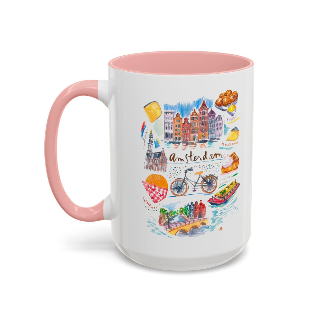 Amsterdam Watercolor Mug • Dutch Cityscape Coffee Cup • Stroopwafel Canal Art • 11/15oz Accent Mugs