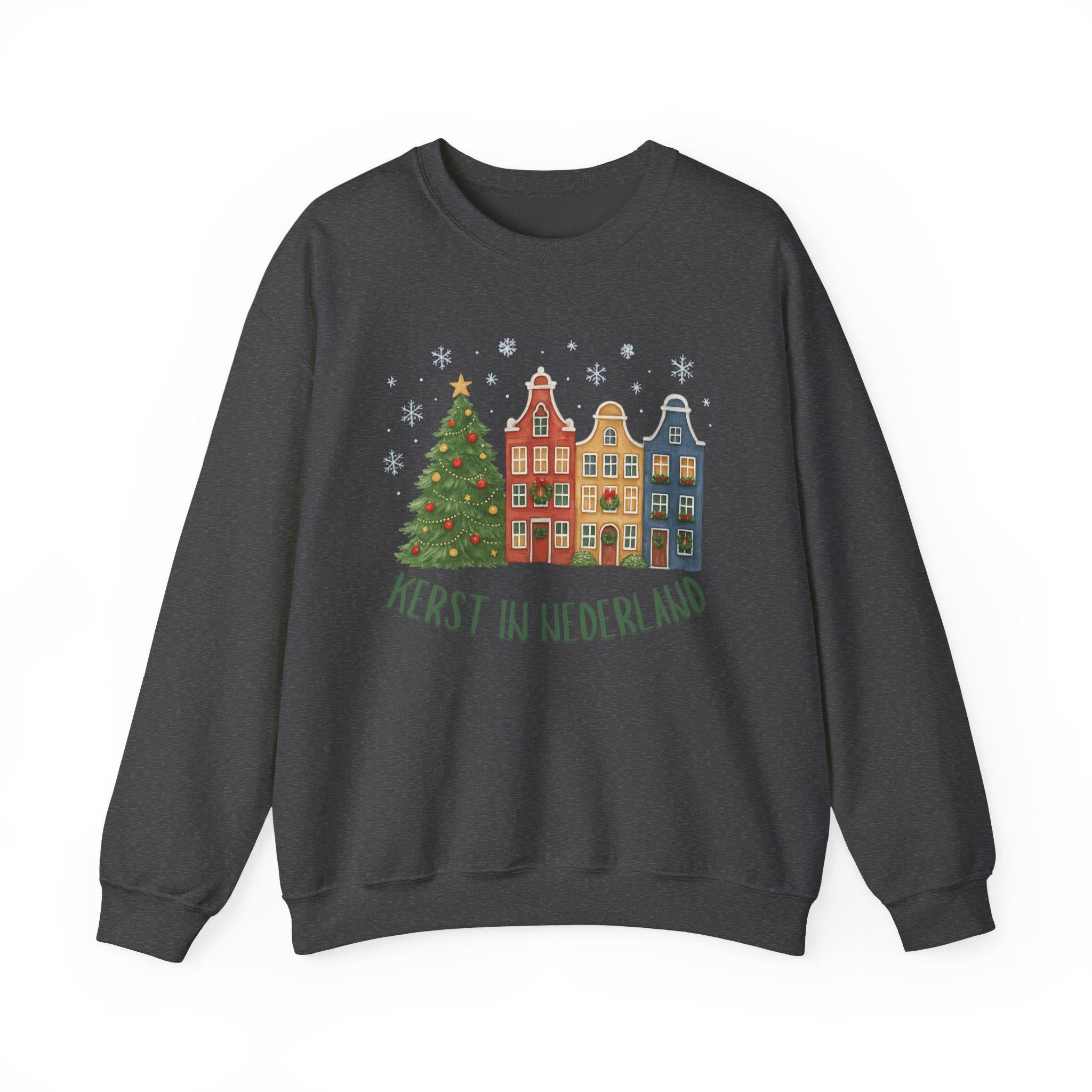 Dutch Christmas Sweatshirt – Amsterdam Winter Holiday Sweater – Netherlands Christmas Jumper – Dutch Canal Houses Pullover – European Holida