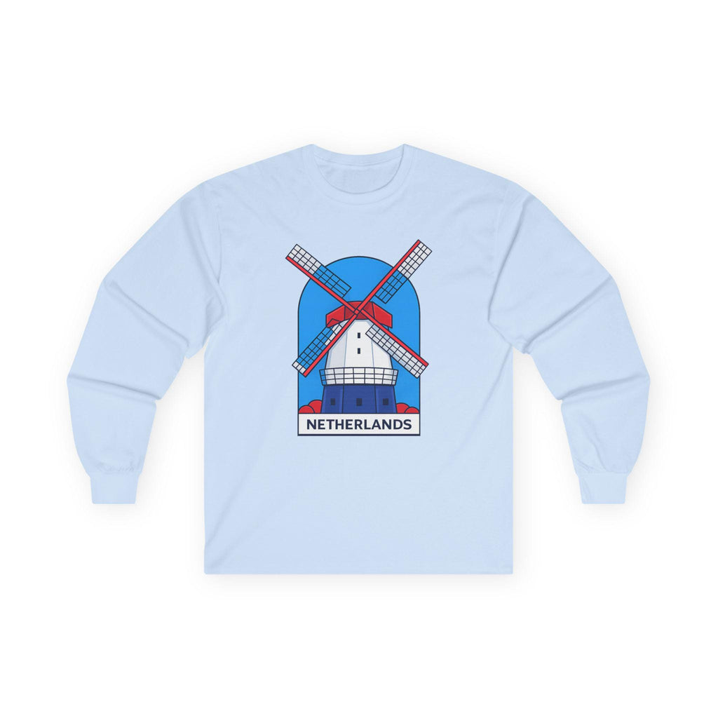 Dutch Windmill Illustration Long Sleeve Tee | Netherlands Graphic Tee