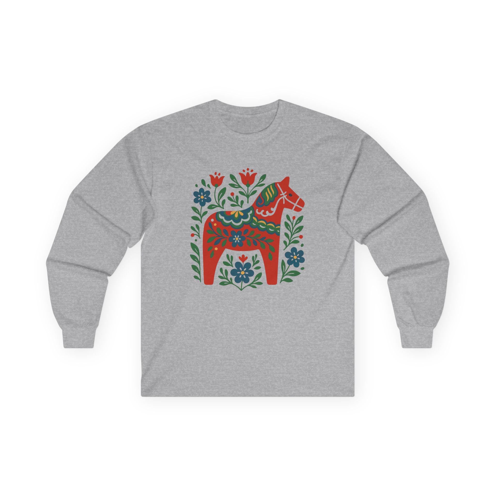 Scandinavian Dala Horse Shirt | Nordic Folk Art T Shirt | Minimal Swedish Design | Cozy Hygge Style Tee