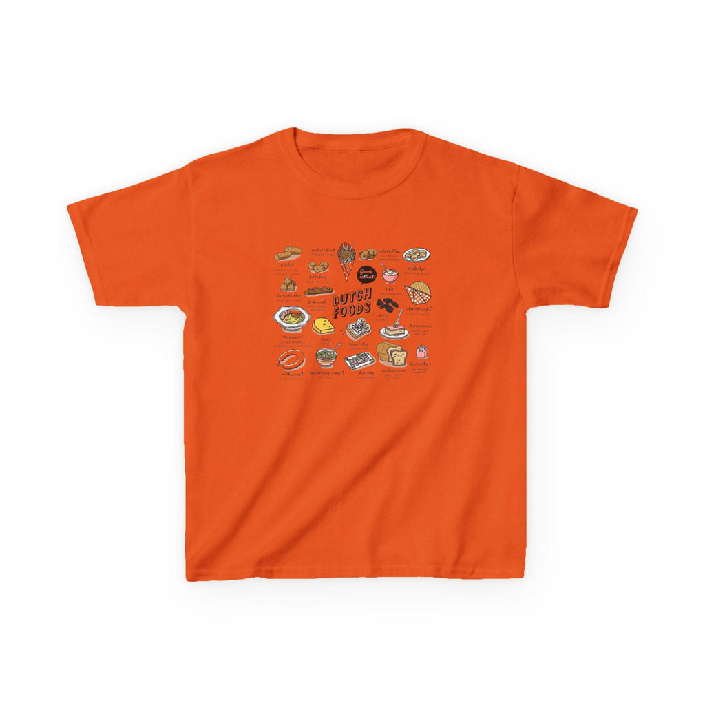 Cute Dutch Foods Kids T-Shirt | Stroopwafel, Bitterballen, Gouda Cheese | Kawaii Nederlandse Food Tee for Kids