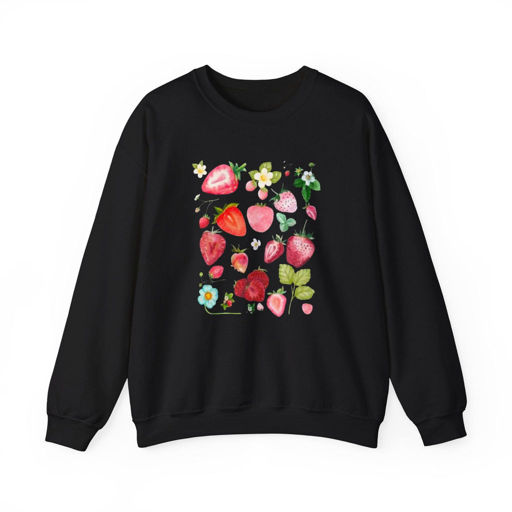 Strawberry Floral Crewneck Sweatshirt, Summer Unisex Top
