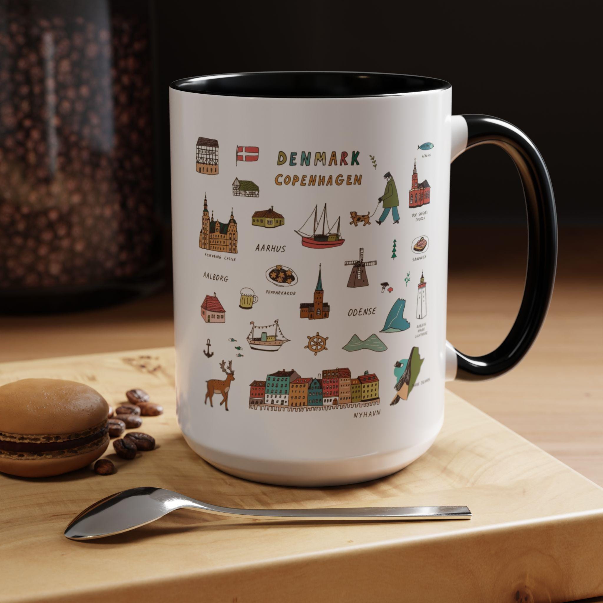 Denmark Travel Mug | Copenhagen Landmarks Cup | Scandinavian Illustration Mug | Nordic Gift