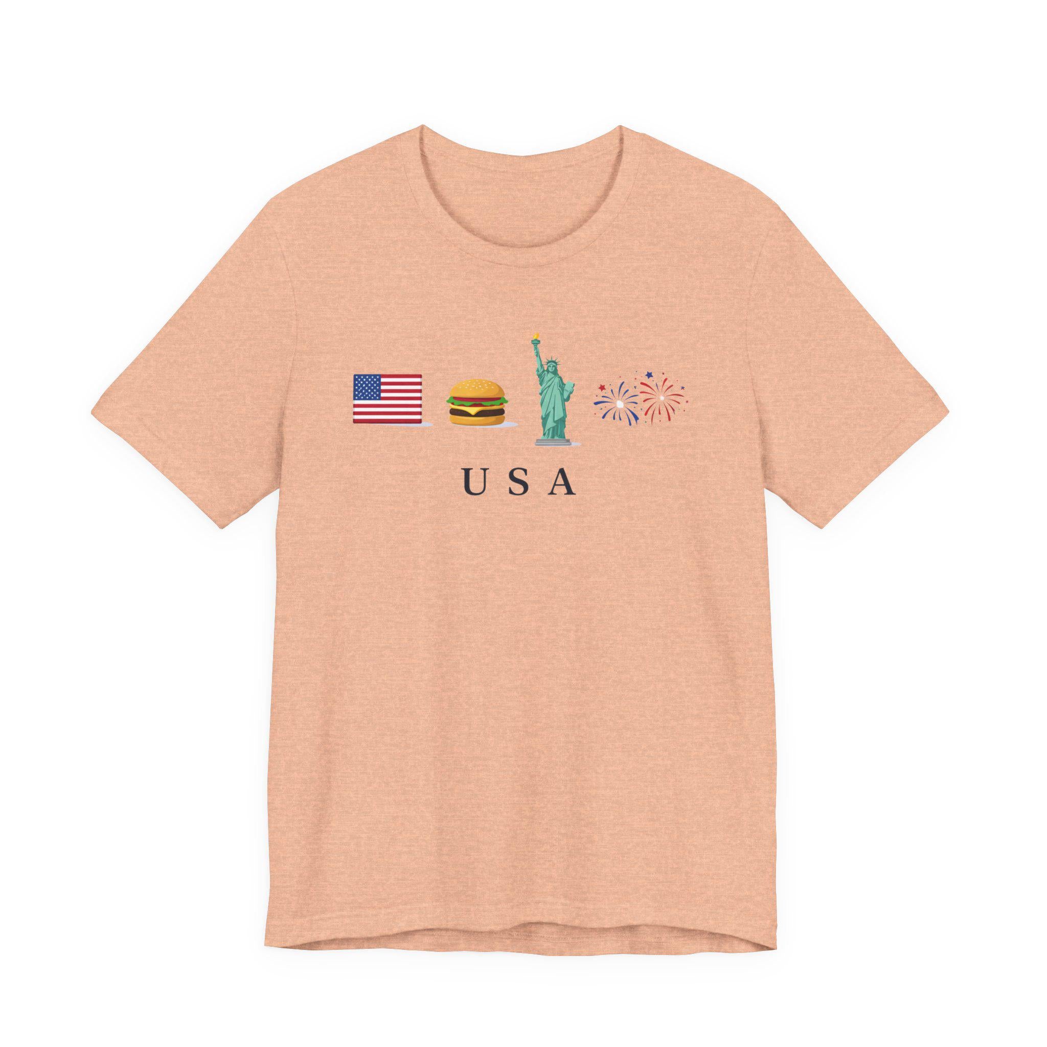 USA Graphic Shirt, America Travel Tee, Patriotic USA Shirt, Statue of Liberty Fireworks Tee, American Flag Shirt, USA Tourist Shirt, Fourth