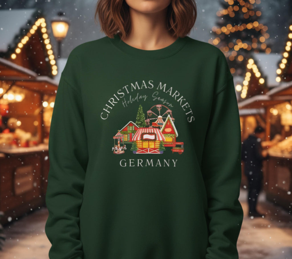 German Christmas Market Sweatshirt • Cozy Bavarian Holiday Crewneck • European Winter Market Sweater • Festive Holiday Travel Shirt
