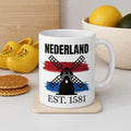 Dutch Heritage Ceramic Mug: Netherlands Flag Windmill Design