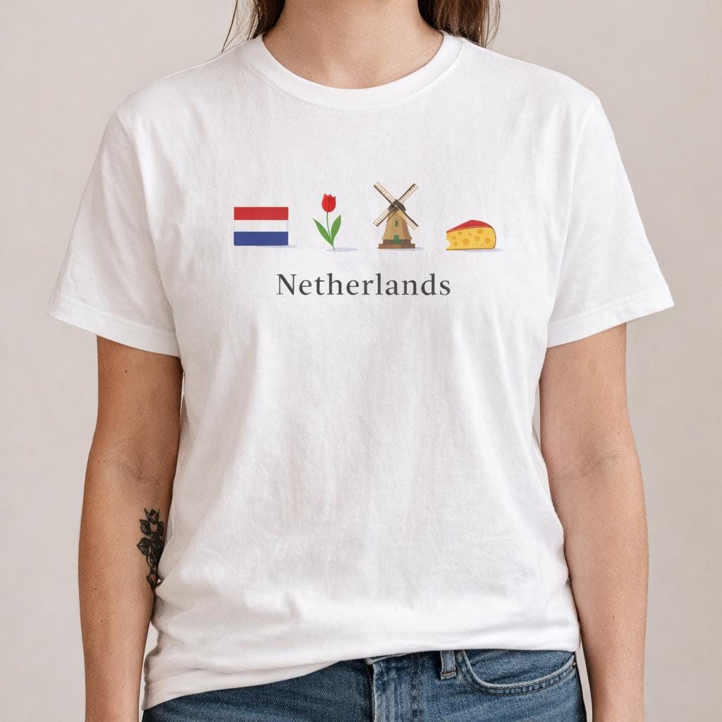 Netherlands Travel Shirt, Dutch Graphic Tee, Holland Travel Shirt, Netherlands Souvenir Shirt, Windmill Tulip Cheese Tee, Dutch Vacation