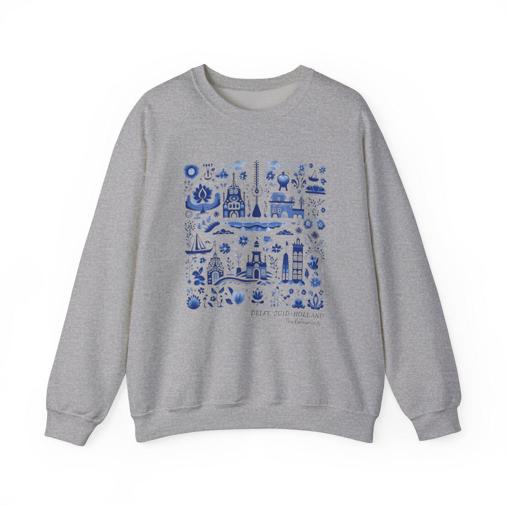 Delft Blue Holland Sweatshirt • Dutch Tile Print Crewneck • Netherlands Heritage Sweater • Cute Dutch Aesthetic Pullover • European Travel