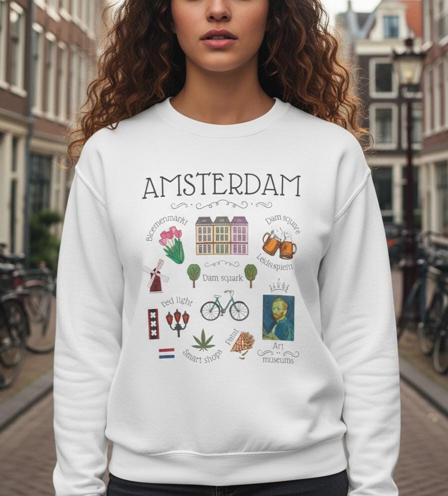 Amsterdam Sweatshirt • Dutch Souvenir Crewneck • Netherlands Travel Gift • Cozy Holland Sweater