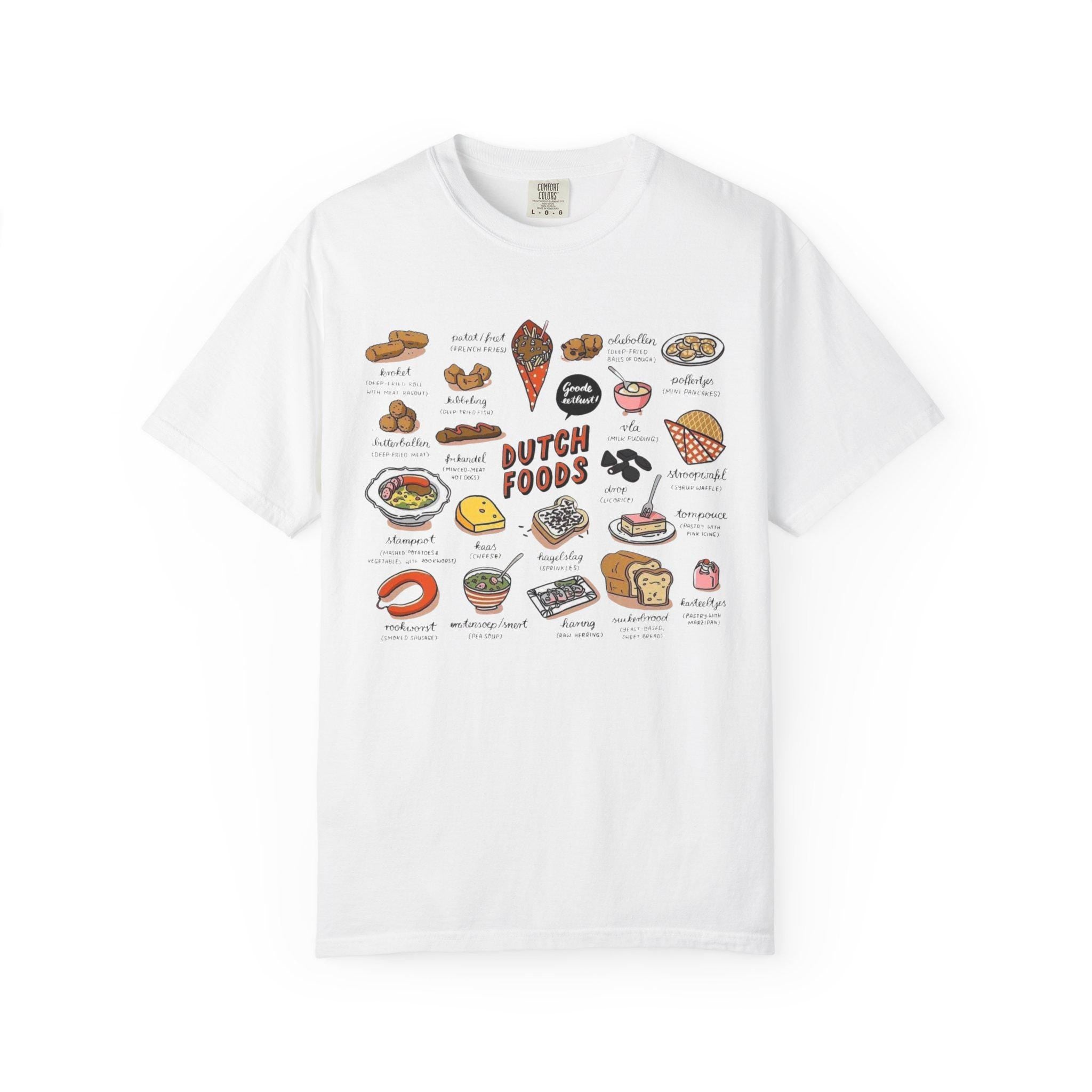 Dutch Food T-Shirt • Netherlands Cuisine Illustration Tee • Stroopwafel Herring Bitterballen Top • Dutch Heritage Shirt • Foodie Gift