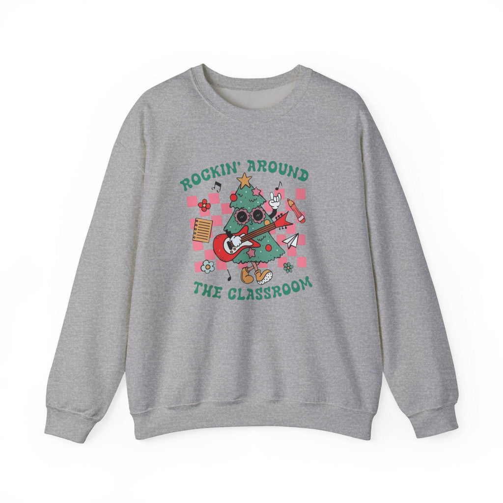 Rockin' Around the Classroom Sweatshirt • Teacher Christmas Crewneck • Cute Classroom Holiday Sweater • Teacher Gift • Xmas School Shirt