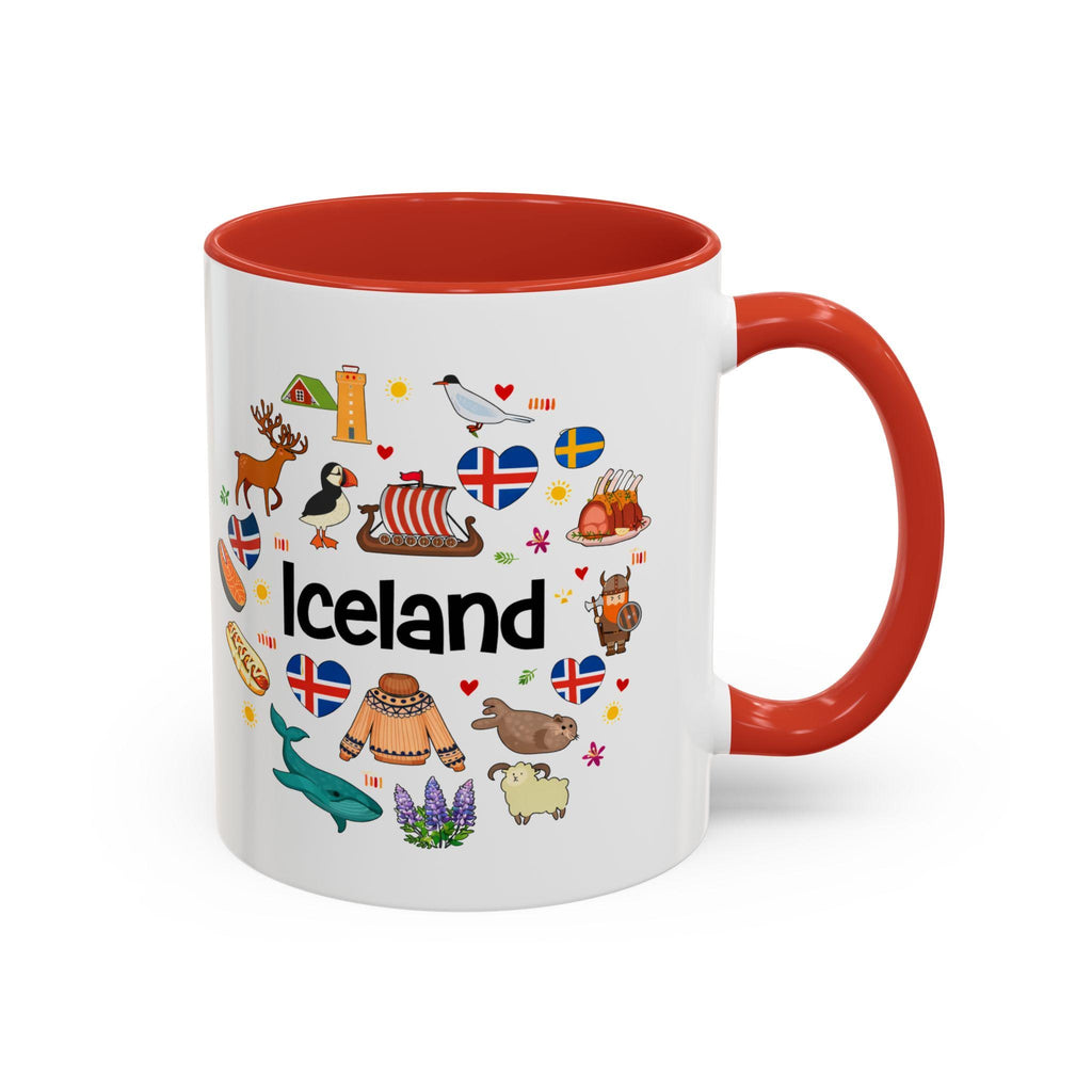 Iceland Icons Coffee Mug | Iceland Travel Souvenir Mug | Nordic Illustration Accent Mug | Scandinavian Gift for Travelers