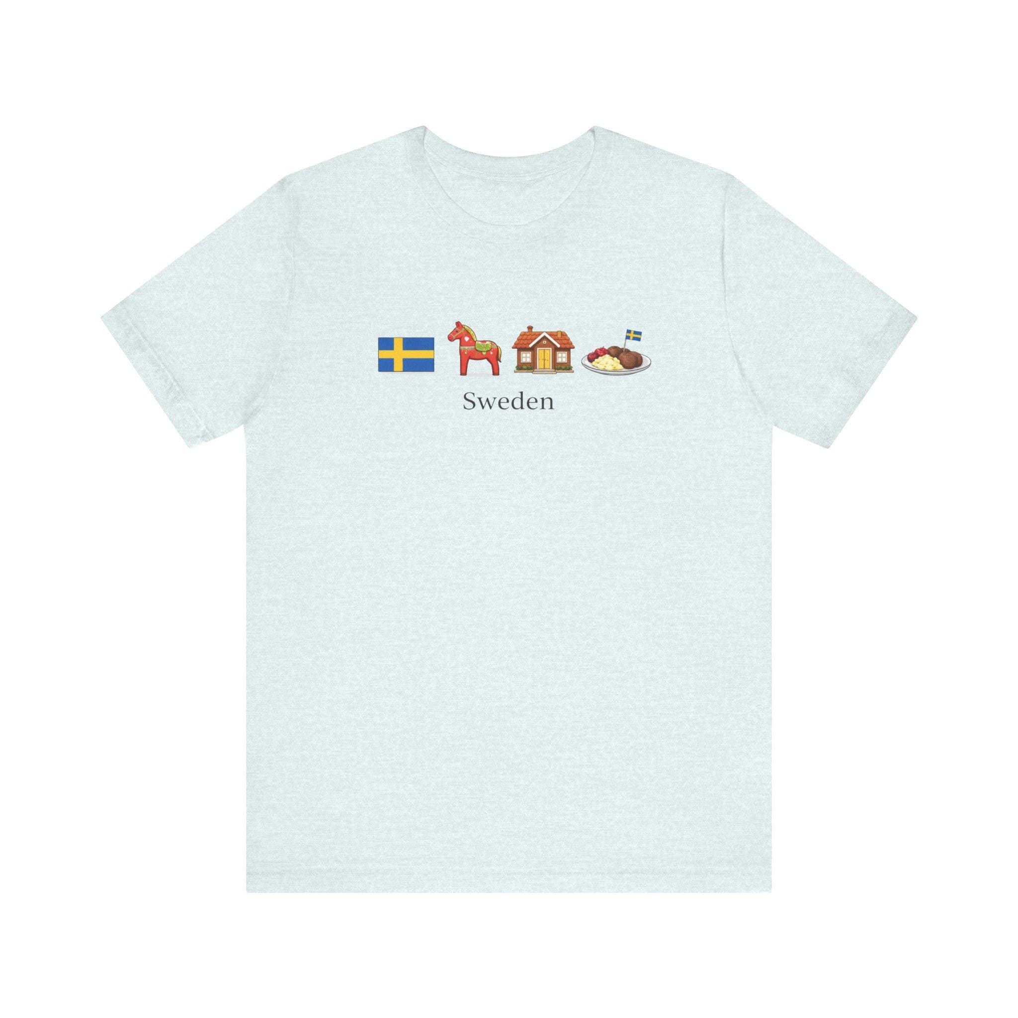 Sweden Travel Shirt | Swedish Dala Horse Meatballs Graphic Tee | Sweden Vacation Shirt | Scandinavian Shirt | Swedish Culture Tee | Nordic