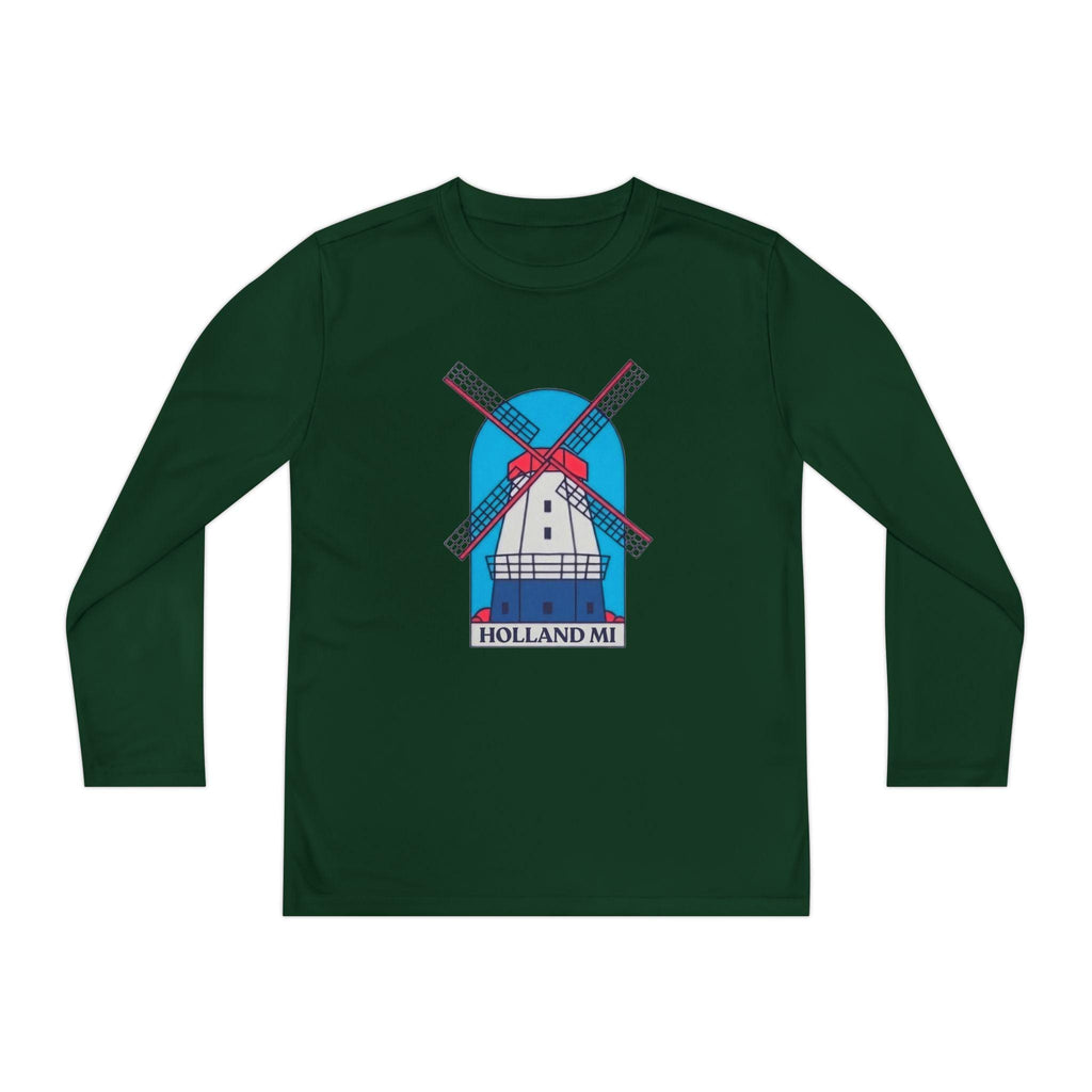Kids Holland Windmill Long Sleeve Shirt • Dutch Travel Tee • Netherlands Windmill Design • Youth Explorer Outfit