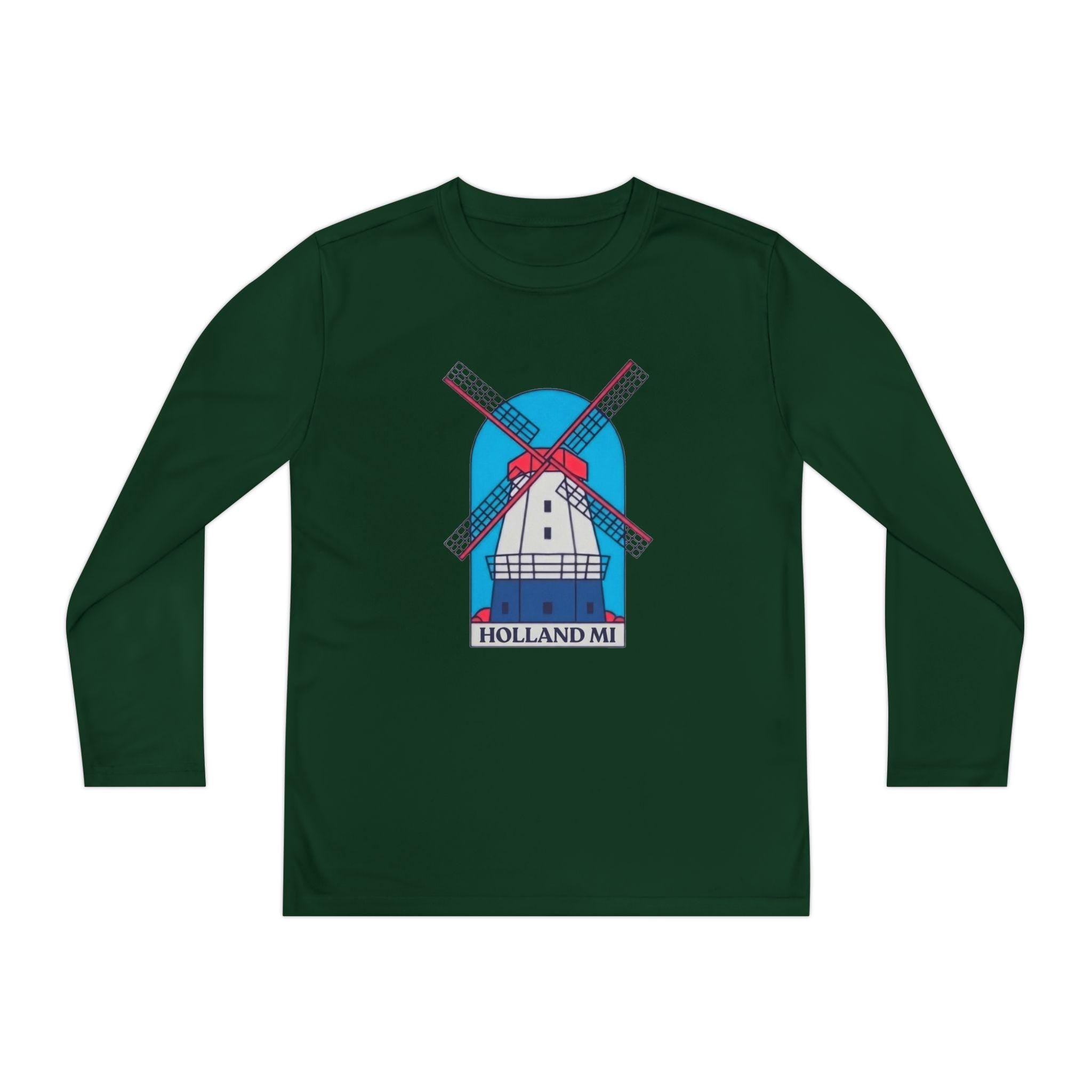 Kids Holland Windmill Long Sleeve Shirt • Dutch Travel Tee • Netherlands Windmill Design • Youth Explorer Outfit