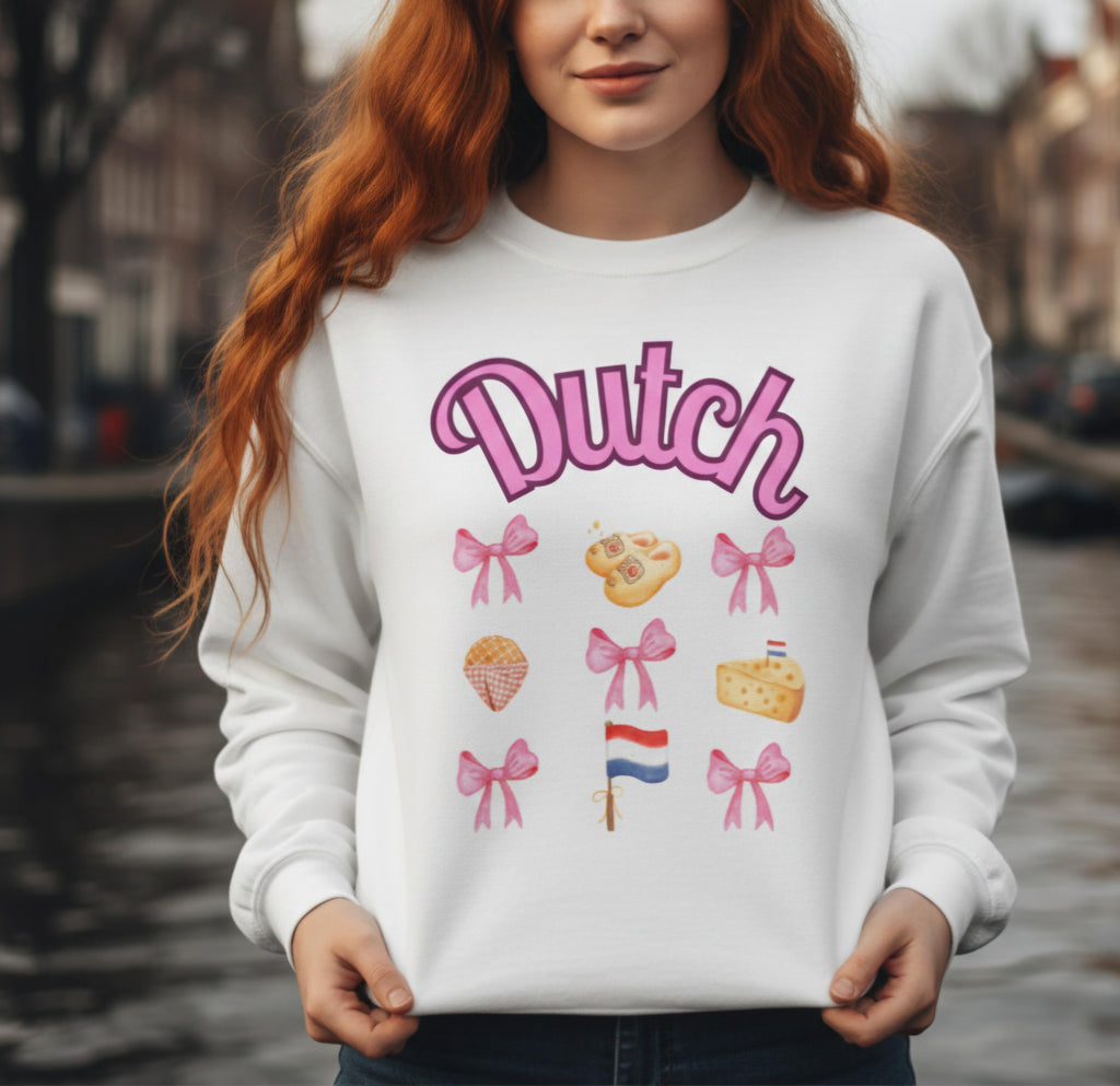 Dutch Barbie Sweatshirt, Pink Netherlands Pullover, Holland Graphic Sweater, Cute Dutch Girl Crewneck, Amsterdam Barbie Aesthetic Top