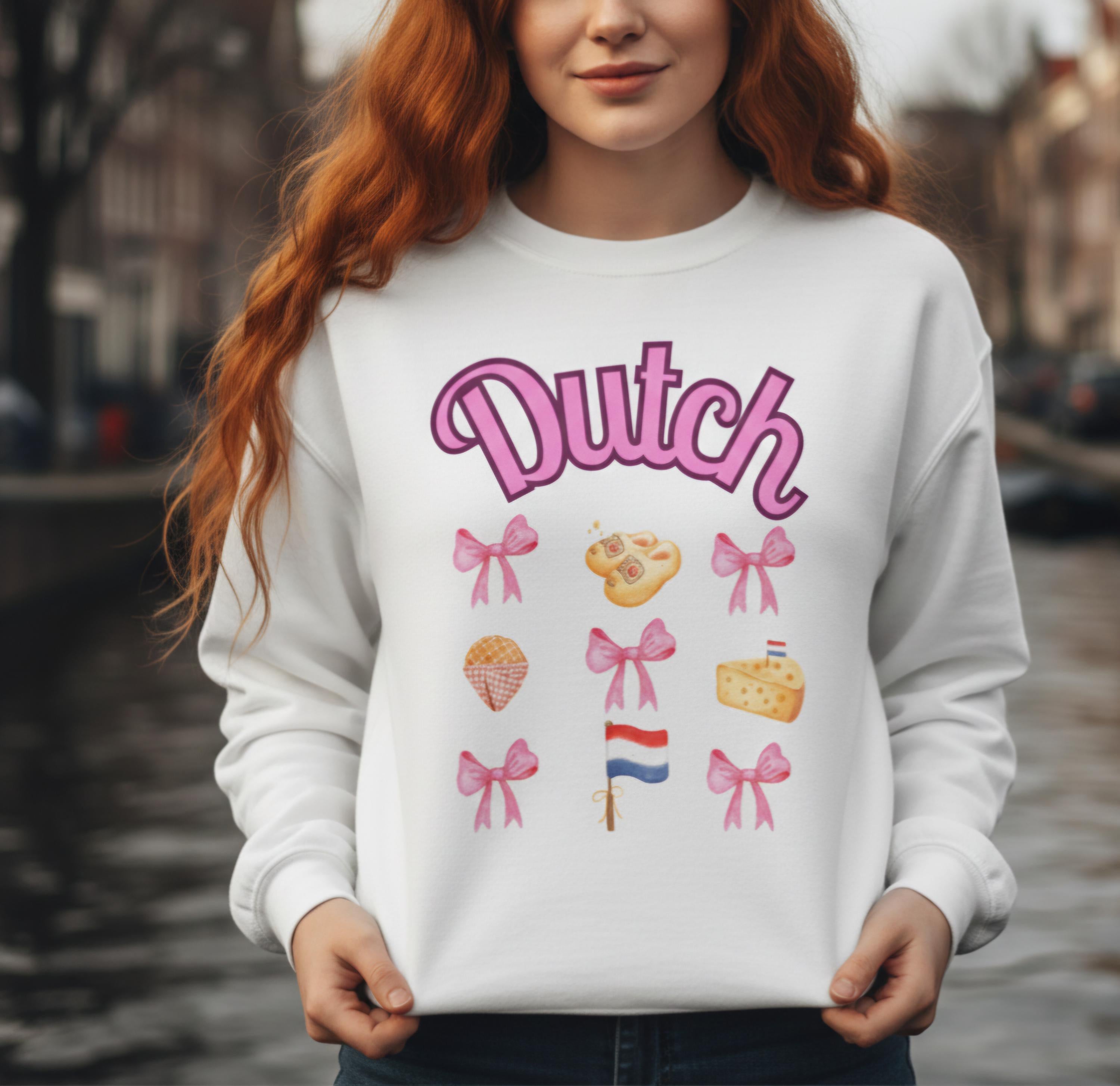 Dutch Barbie Sweatshirt, Pink Netherlands Pullover, Holland Graphic Sweater, Cute Dutch Girl Crewneck, Amsterdam Barbie Aesthetic Top