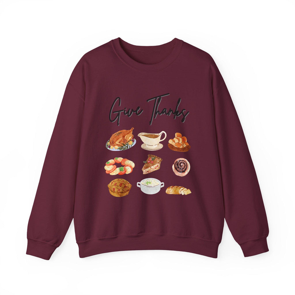 Thankful Feast Sweatshirt: Thanksgiving Food, Cozy Holiday Apparel
