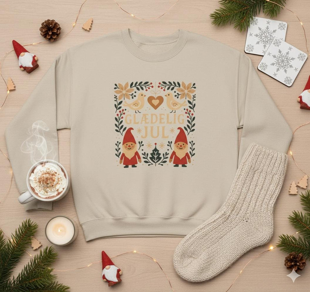 Danish Christmas Sweatshirt • Glædelig Jul Nordic Crewneck • Scandinavian Holiday Sweater • Hygge Christmas Jumper
