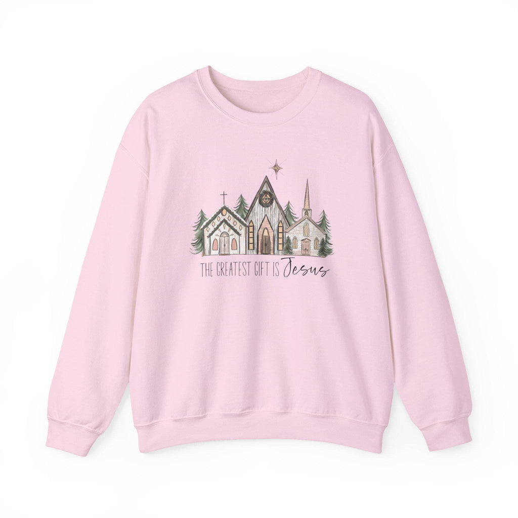 Cozy Church Print Christmas Sweatshirt: Faith-Based Winter Apparel