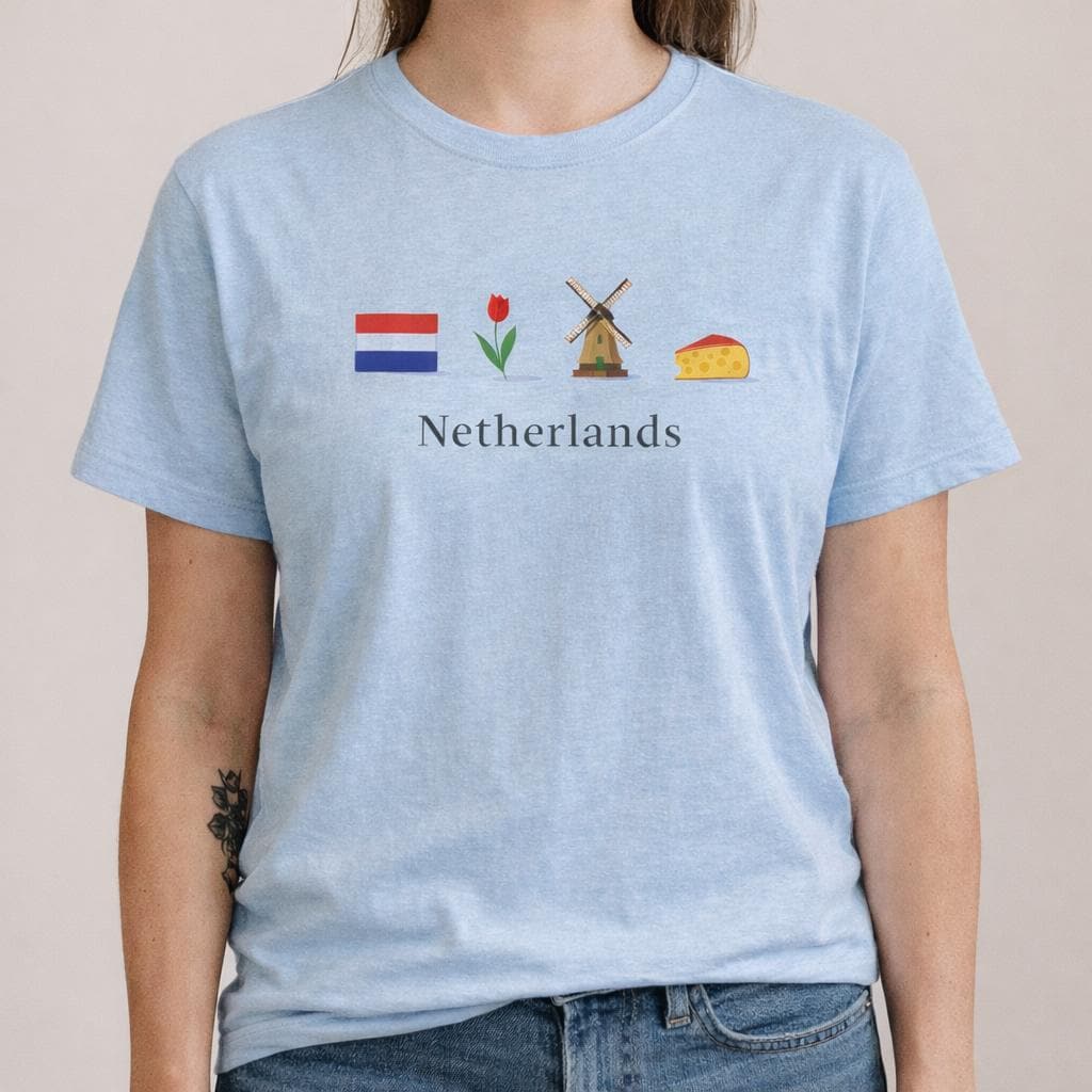 Netherlands Travel Shirt, Dutch Graphic Tee, Holland Travel Shirt, Netherlands Souvenir Shirt, Windmill Tulip Cheese Tee, Dutch Vacation