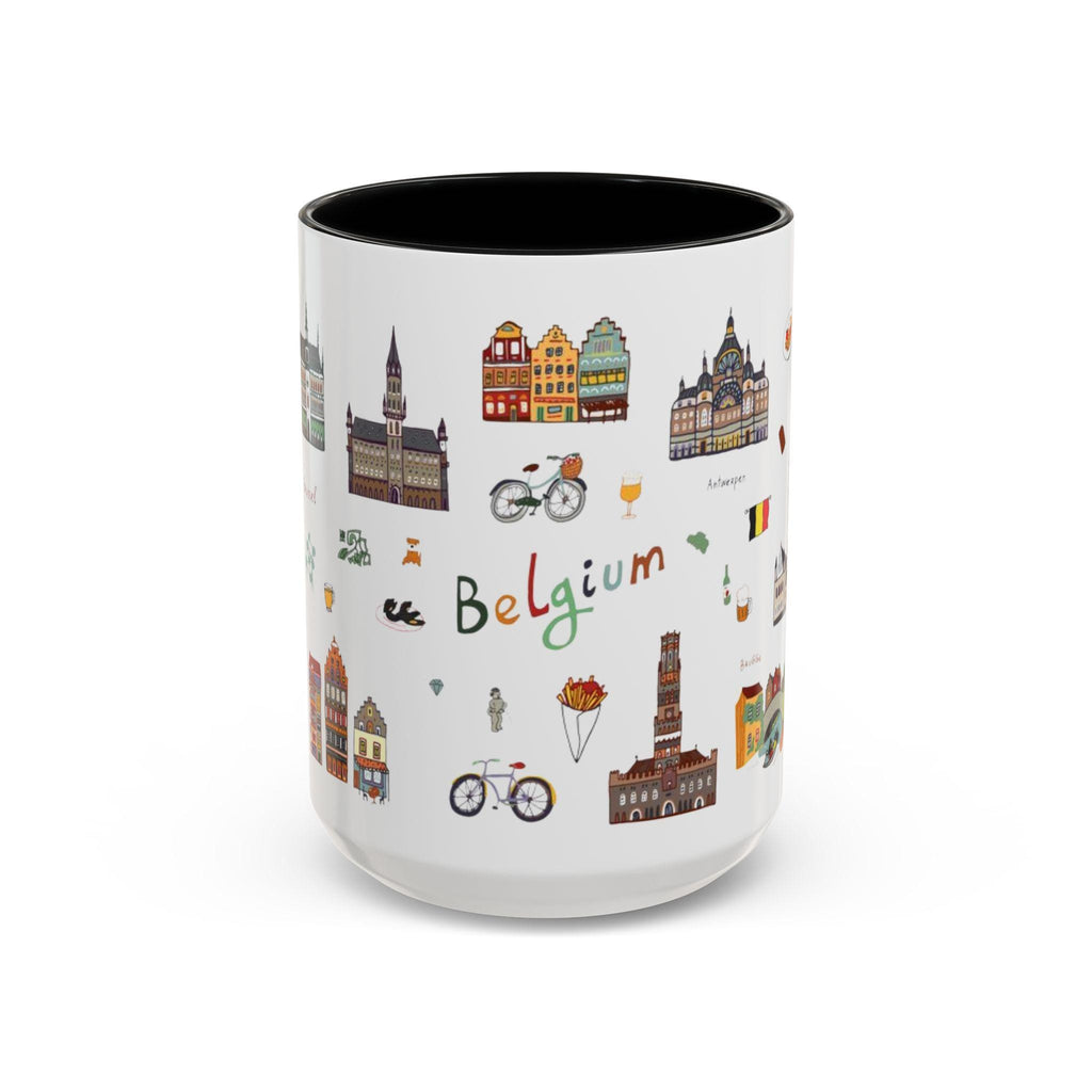 Belgium Travel Mug | Cute Belgium Landmarks Mug | Brussels Ghent Antwerp Souvenir Cup | European Travel Gift