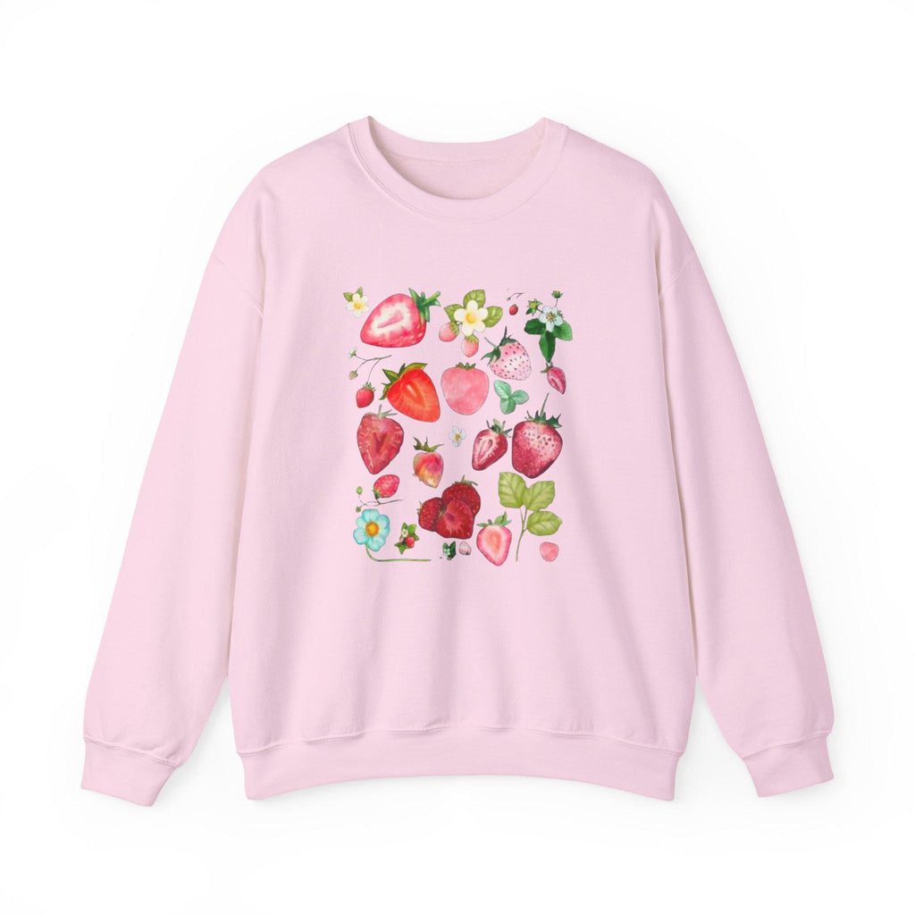 Strawberry Floral Crewneck Sweatshirt, Summer Unisex Top