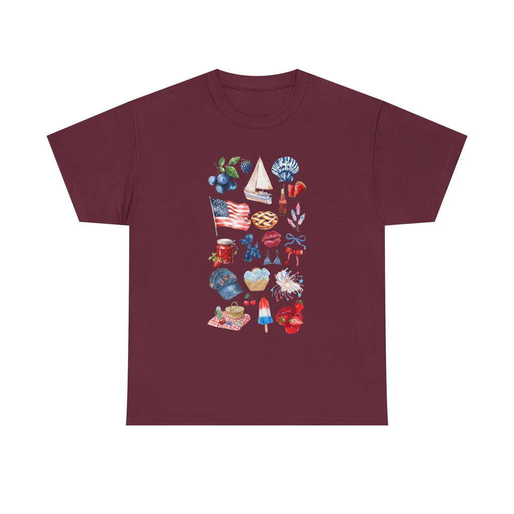 4th of July Shirt | American Pride TN Tee | Patriotic Southern Graphic | USA Red White Blue State Icons Tee Shirt | Cute Independence Day