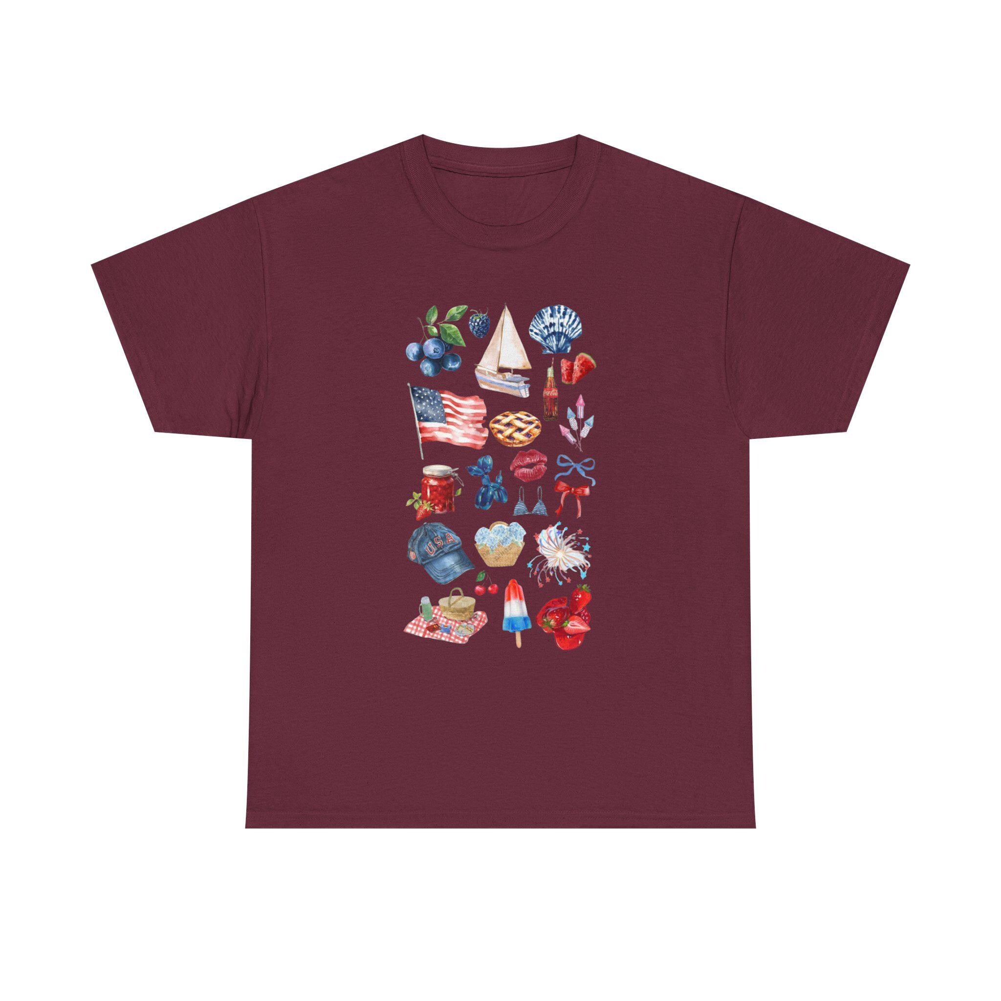 4th of July Shirt | American Pride TN Tee | Patriotic Southern Graphic | USA Red White Blue State Icons Tee Shirt | Cute Independence Day