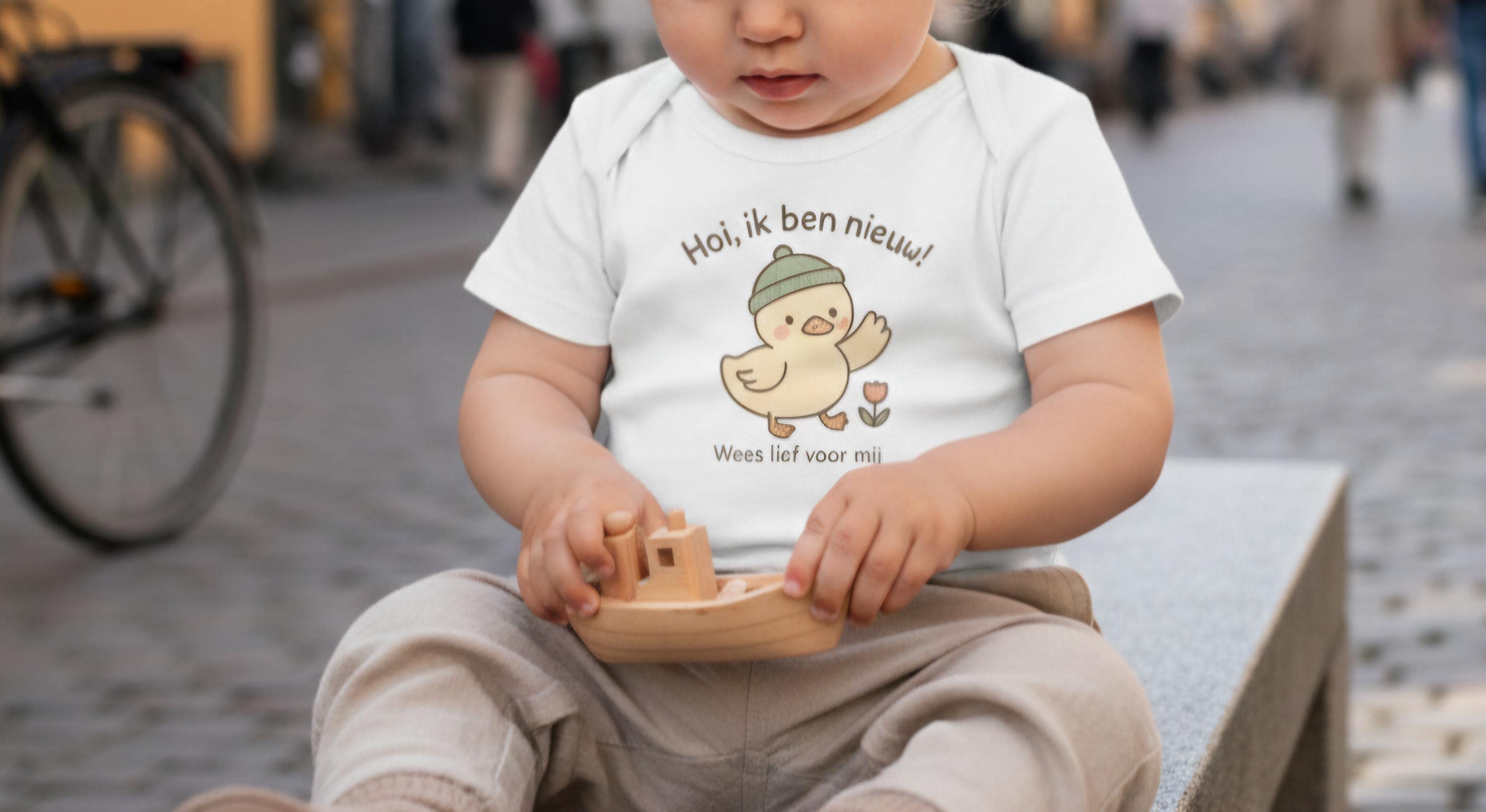 Hoi Ik Ben Nieuw Dutch Baby Onesie | Cute Duckling | Gender Neutral Bodysuit | Newborn Outfit |Wees Lief Voor Mij | European Minimalist