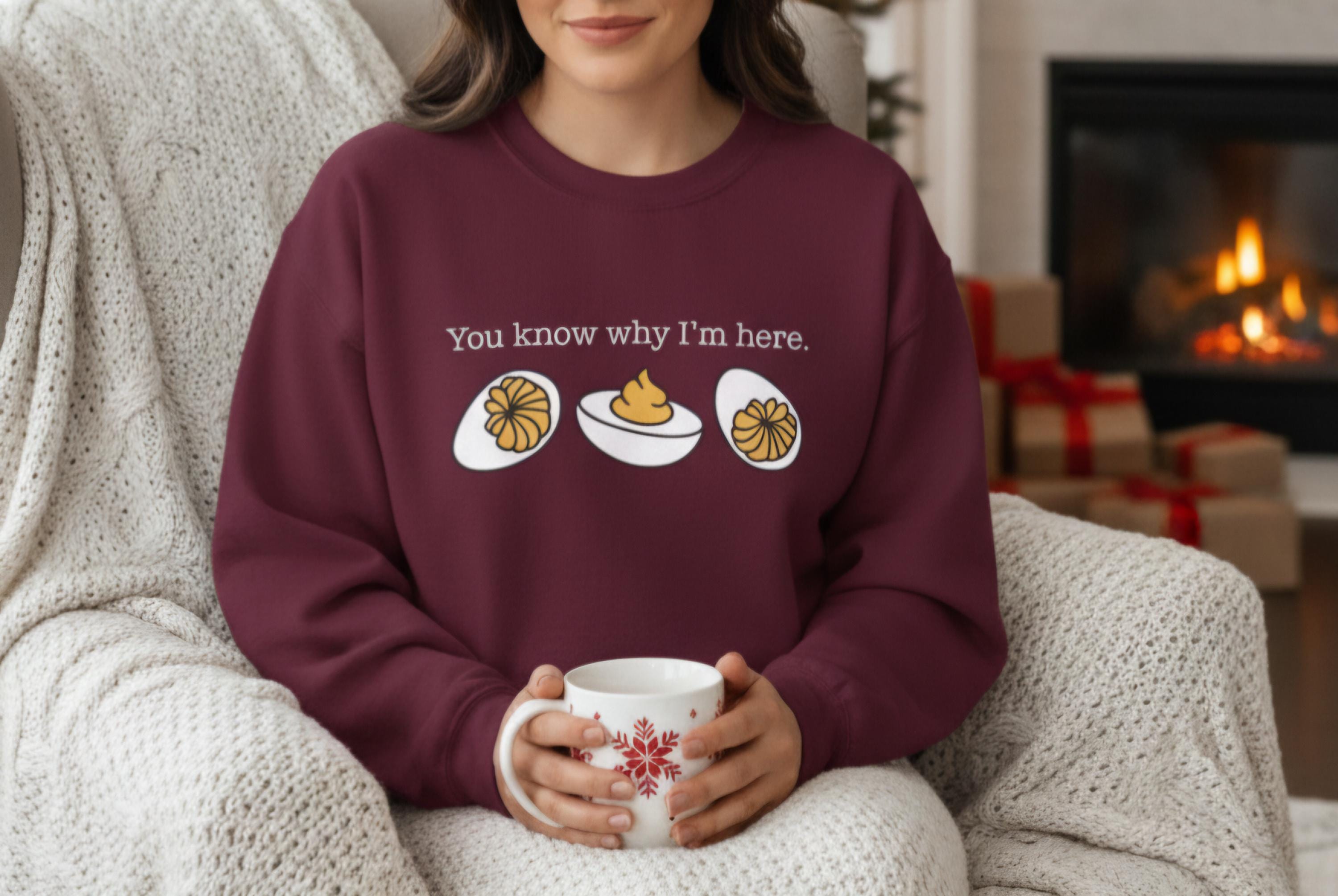 Deviled Eggs Christmas Sweatshirt • Funny Holiday Crewneck • Ugly Christmas Sweater • Foodie Xmas Gift • Cozy Festive Sweater