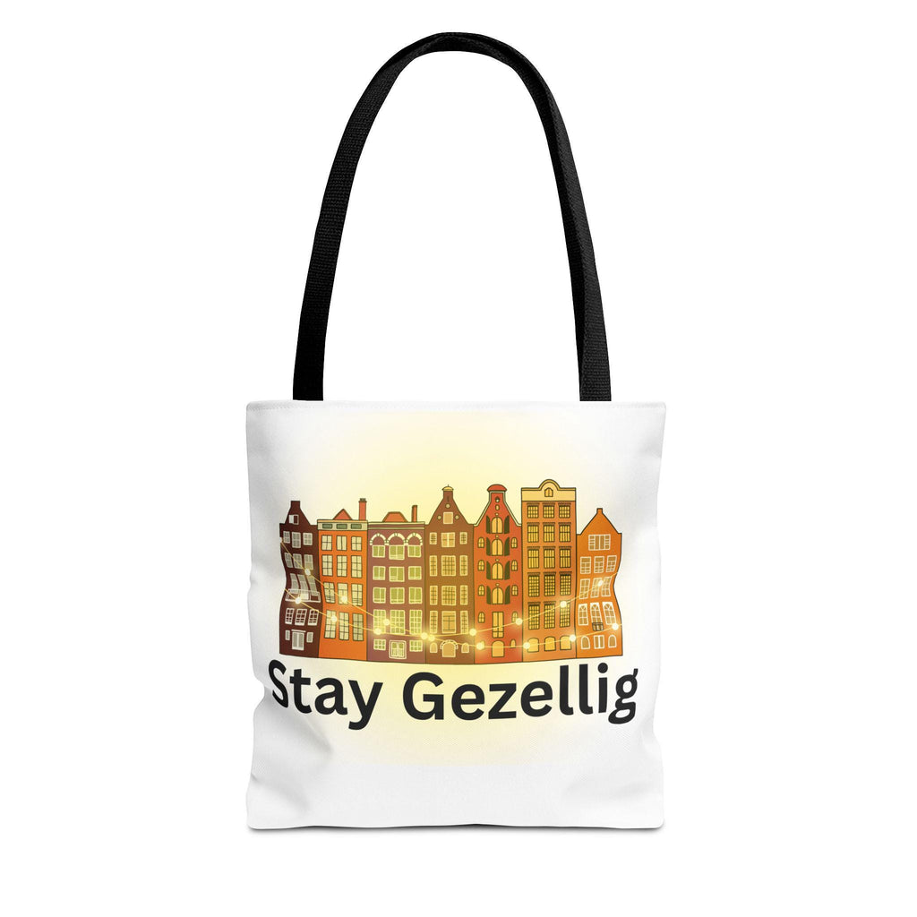 Stay Gezellig Tote Bag • Dutch Inspired Bag • Market Tote • Eco-Friendly AOP Bag • Cute Travel & Beach Bag • Gifts for Europe Lovers
