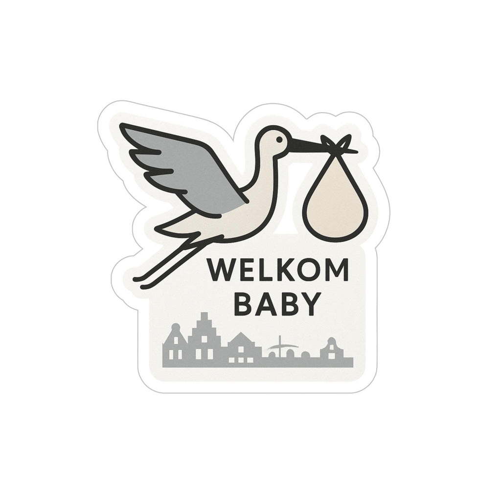 Welkom Baby Stork Window Decal – Dutch Birth Announcement Sticker, Baby Gift Nederland, Die-Cut Vinyl Sticker