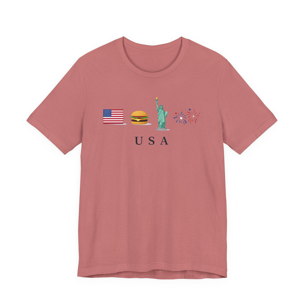 USA Graphic Shirt, America Travel Tee, Patriotic USA Shirt, Statue of Liberty Fireworks Tee, American Flag Shirt, USA Tourist Shirt, Fourth