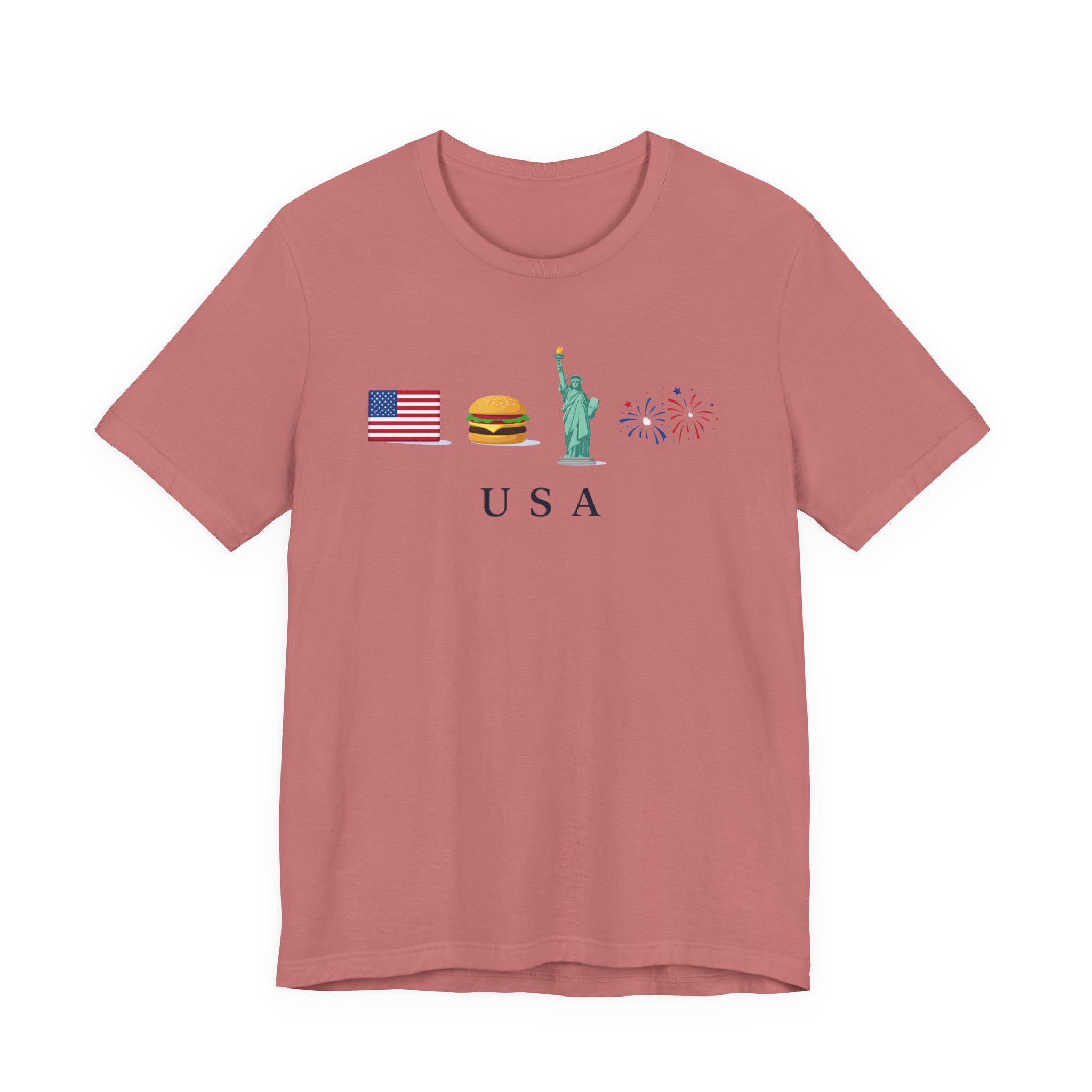 USA Graphic Shirt, America Travel Tee, Patriotic USA Shirt, Statue of Liberty Fireworks Tee, American Flag Shirt, USA Tourist Shirt, Fourth