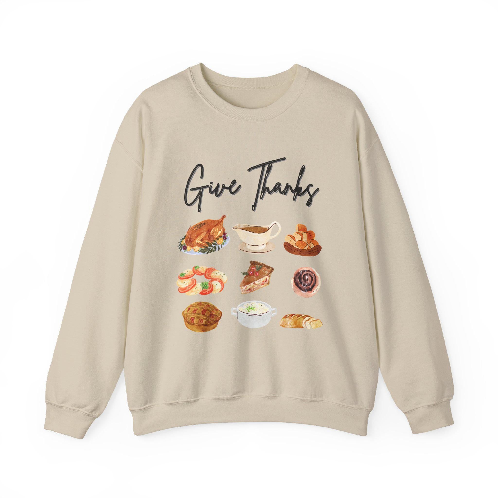 Thankful Feast Sweatshirt: Thanksgiving Food, Cozy Holiday Apparel