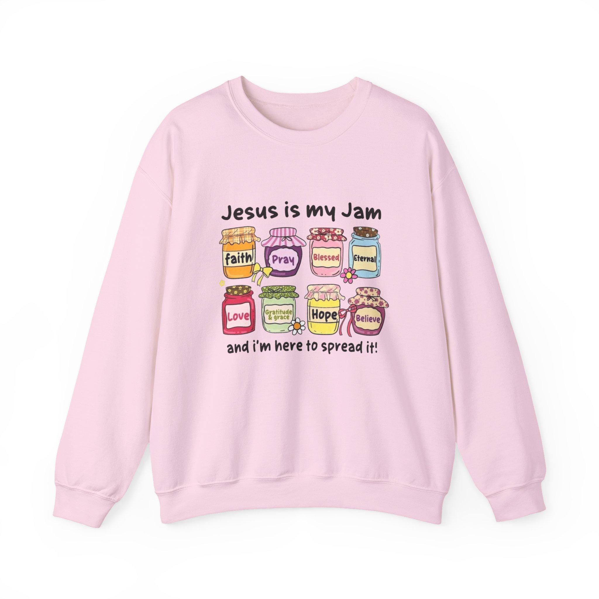 Jesus Is My Jam Sweatshirt – Cute Christian Sweater, Faith-Inspired Crewneck, Religious Gift for Women & Teens