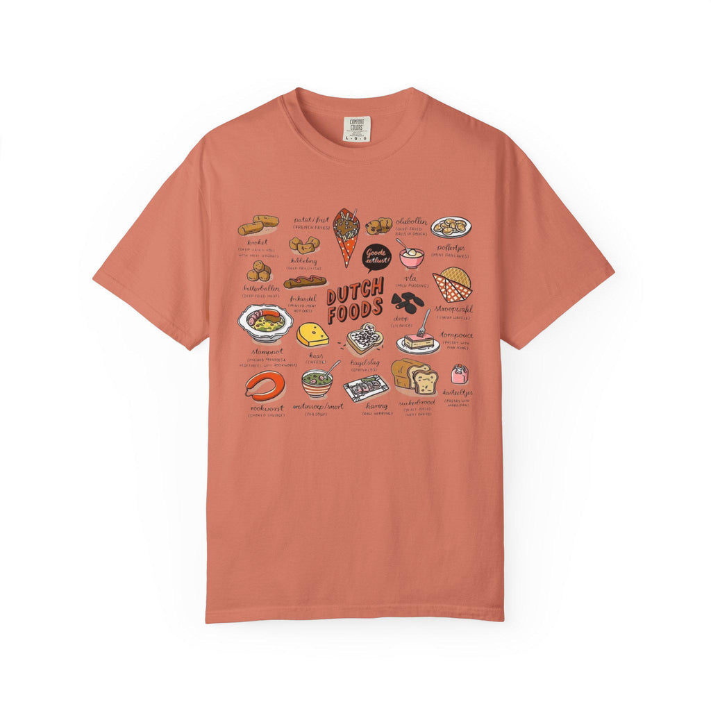 Dutch Food T-Shirt • Netherlands Cuisine Illustration Tee • Stroopwafel Herring Bitterballen Top • Dutch Heritage Shirt • Foodie Gift