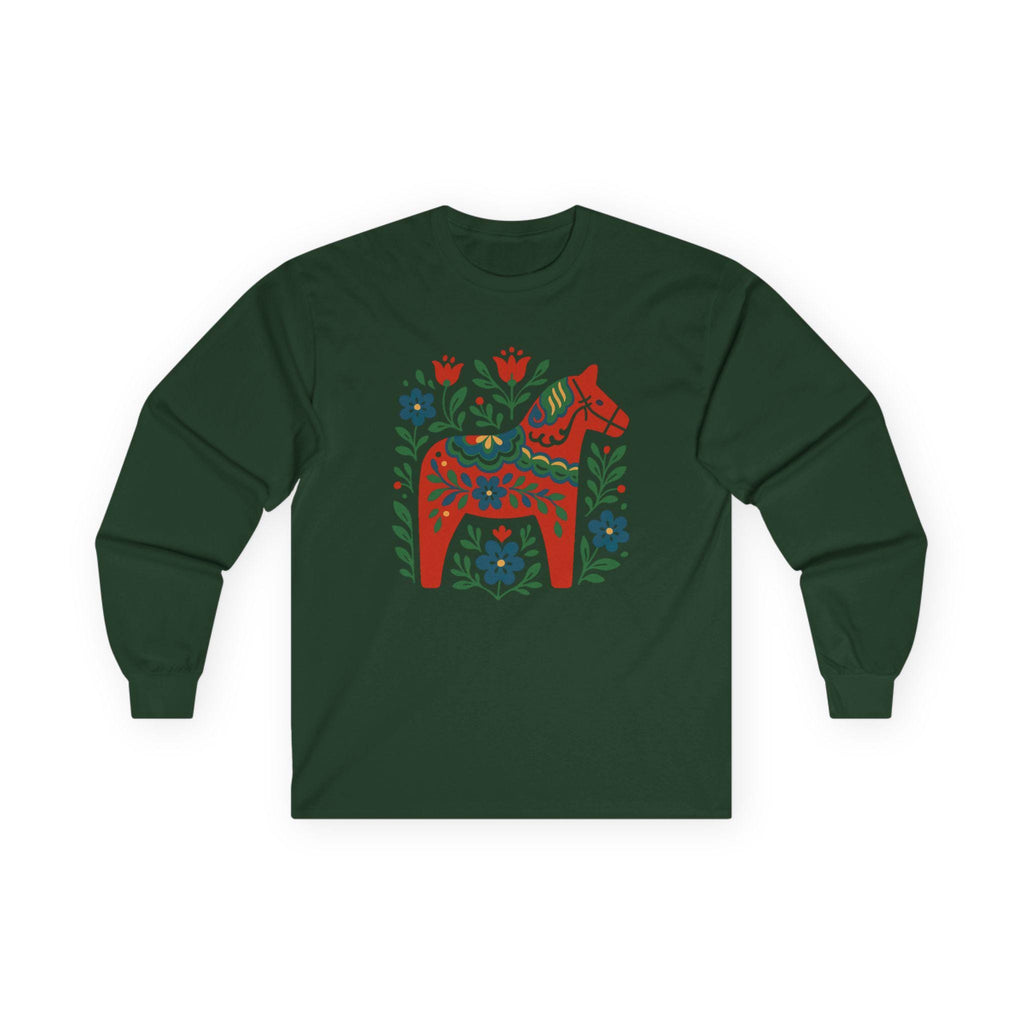 Scandinavian Dala Horse Shirt | Nordic Folk Art T Shirt | Minimal Swedish Design | Cozy Hygge Style Tee