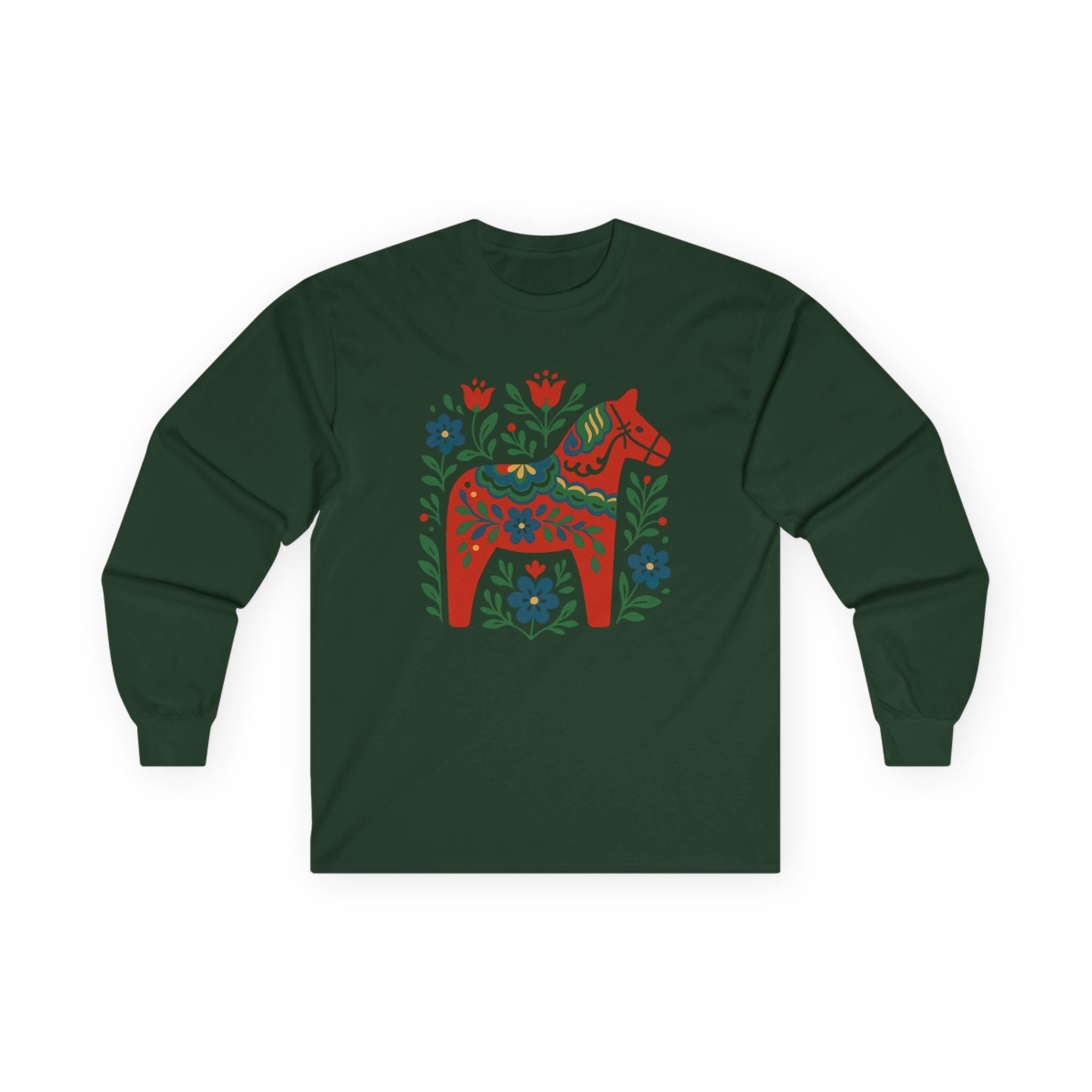 Scandinavian Dala Horse Shirt | Nordic Folk Art T Shirt | Minimal Swedish Design | Cozy Hygge Style Tee