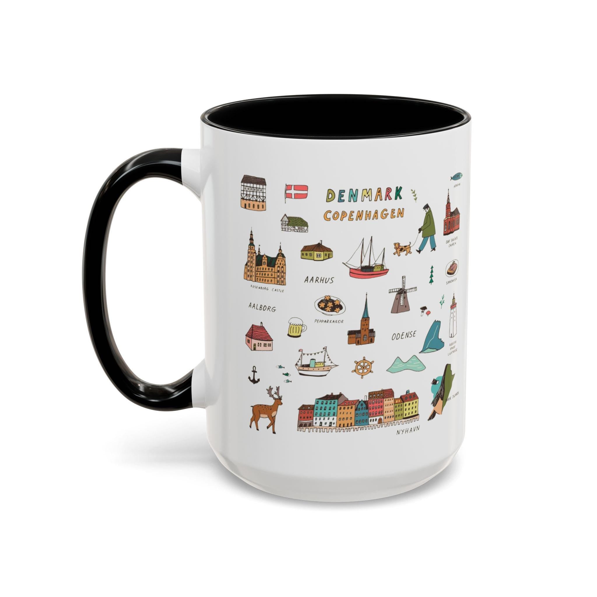 Denmark Travel Mug | Copenhagen Landmarks Cup | Scandinavian Illustration Mug | Nordic Gift
