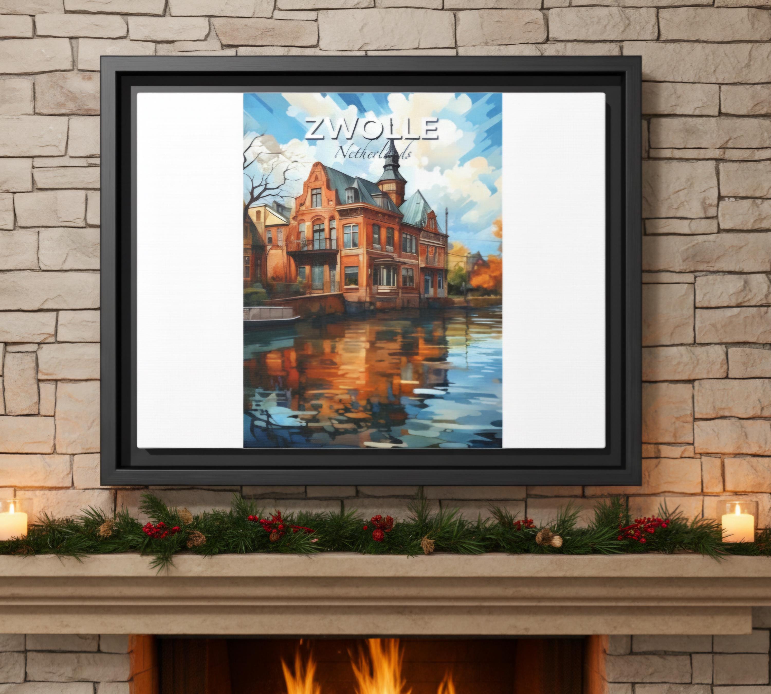 Zwolle Netherlands Canvas Print, Dutch Cityscape Wall Art, Europe Travel Decor, Holland Town Landscape Painting, Modern Home Decor