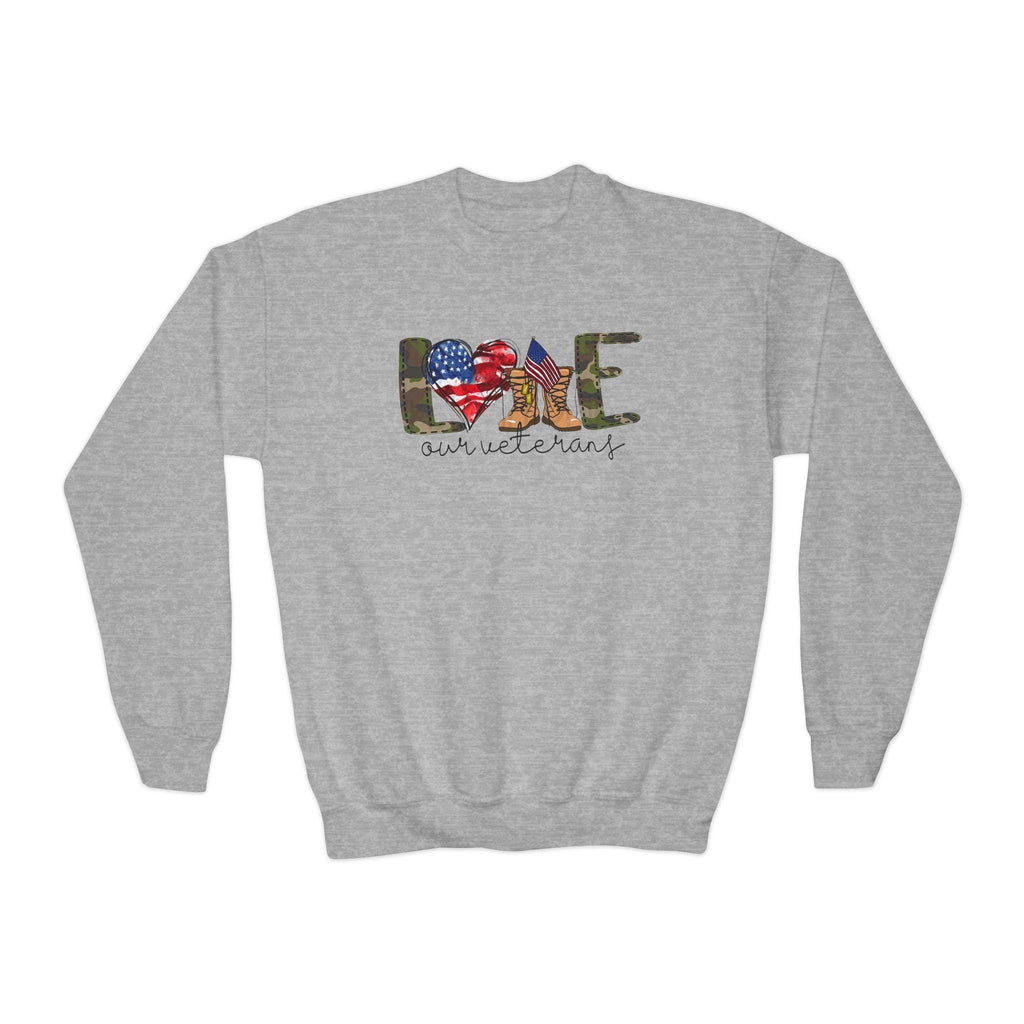 Veterans Day Youth Sweatshirt – Kids Patriotic Military Shirt – Support Our Veterans – Army Navy Air Force Marines Tribute Sweater