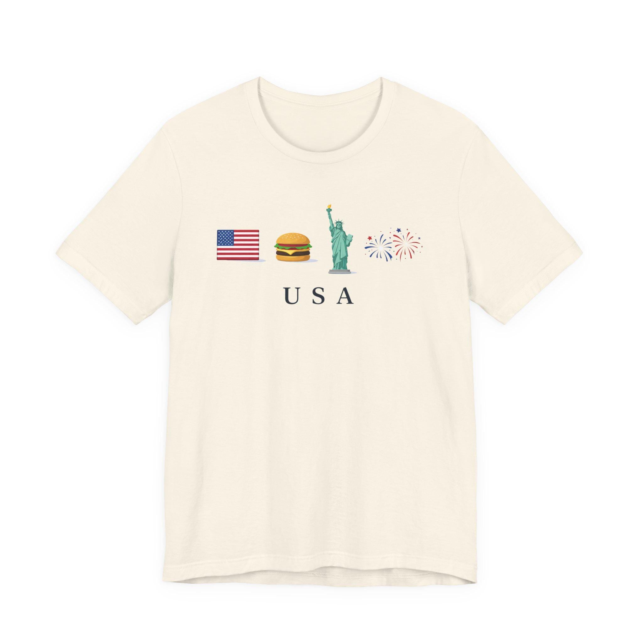 USA Graphic Shirt, America Travel Tee, Patriotic USA Shirt, Statue of Liberty Fireworks Tee, American Flag Shirt, USA Tourist Shirt, Fourth