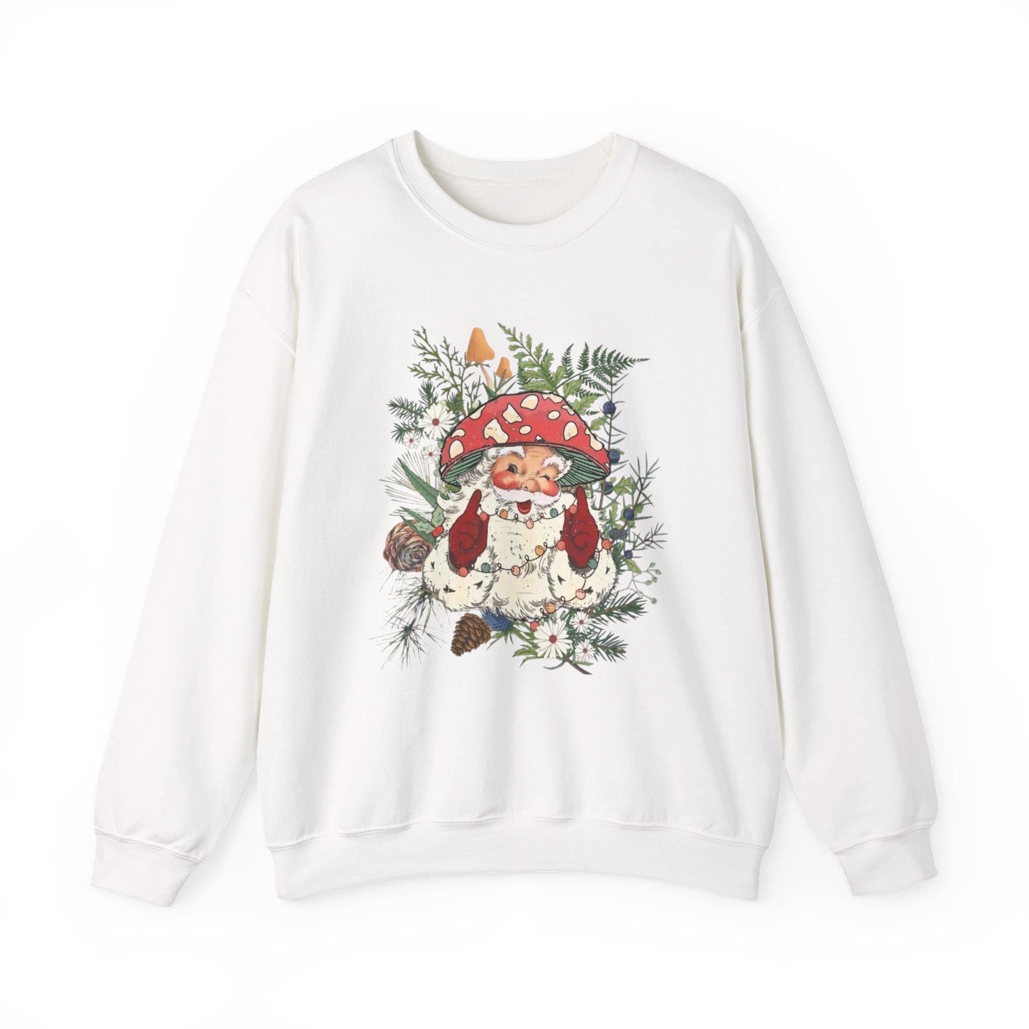 Cottagecore Mushroom Santa Sweatshirt • Whimsical Christmas Crewneck • Cozy Vintage Holiday Sweater • Cute Fairycore Xmas Gift