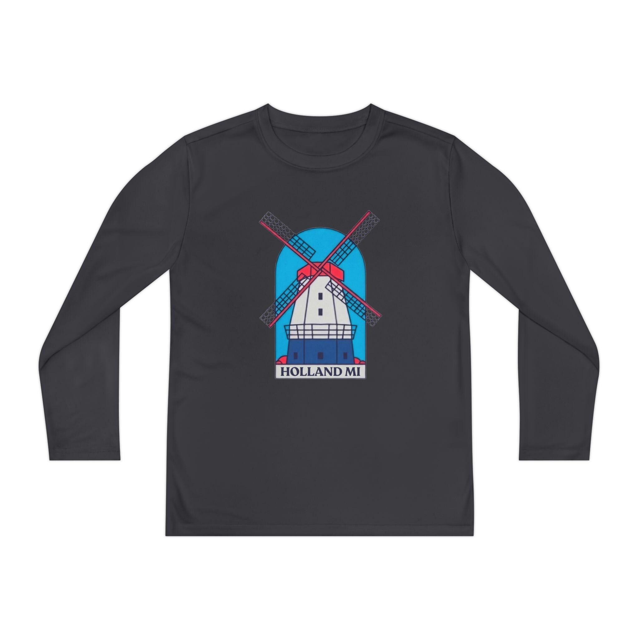 Kids Holland Windmill Long Sleeve Shirt • Dutch Travel Tee • Netherlands Windmill Design • Youth Explorer Outfit