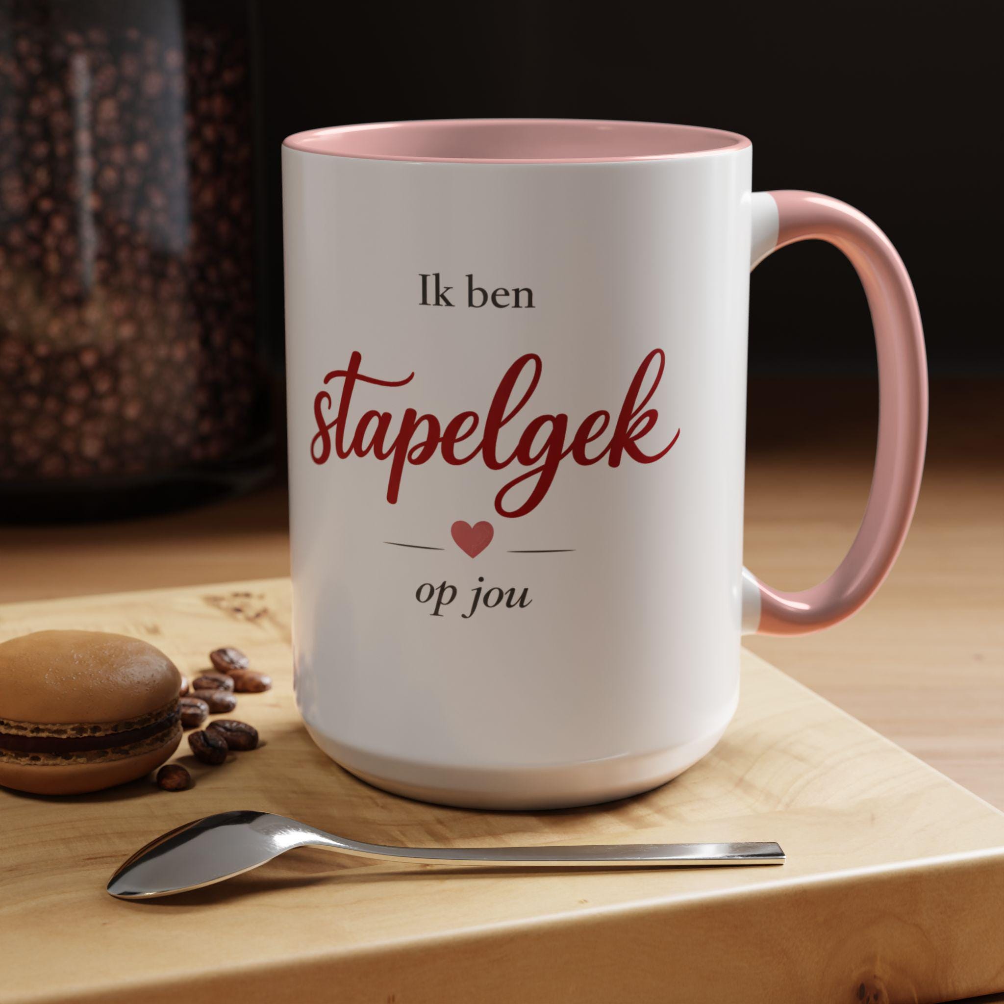 Dutch Valentine Mug | Ik ben stapelgek op jou | Cute European Love Coffee Cup | Romantic Valentines Day Gift for Him or Her