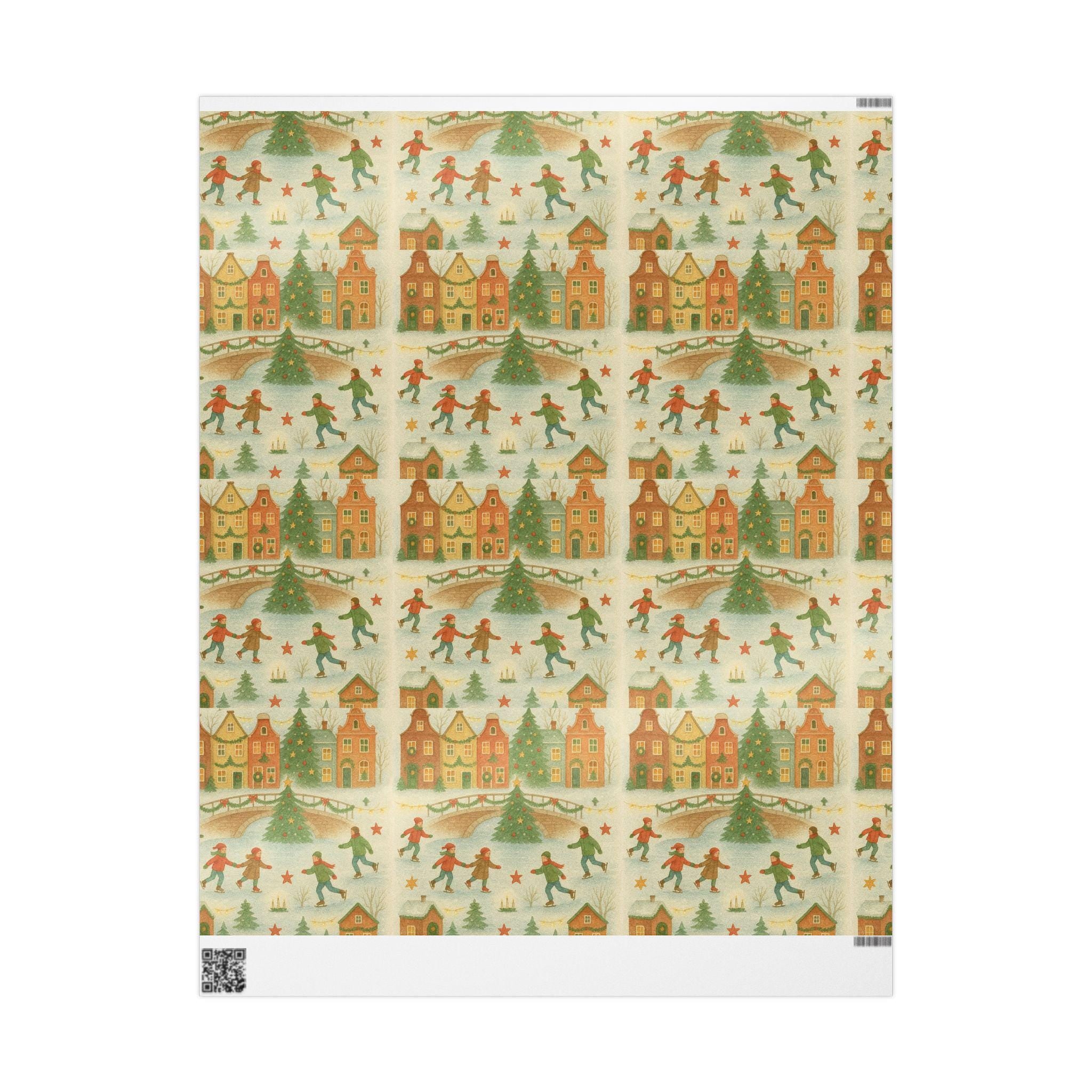 Amsterdam Canal House Christmas Wrapping Paper • Dutch Holiday Gift Wrap • European Christmas Market Paper • Festive Dutch Architecture Patt